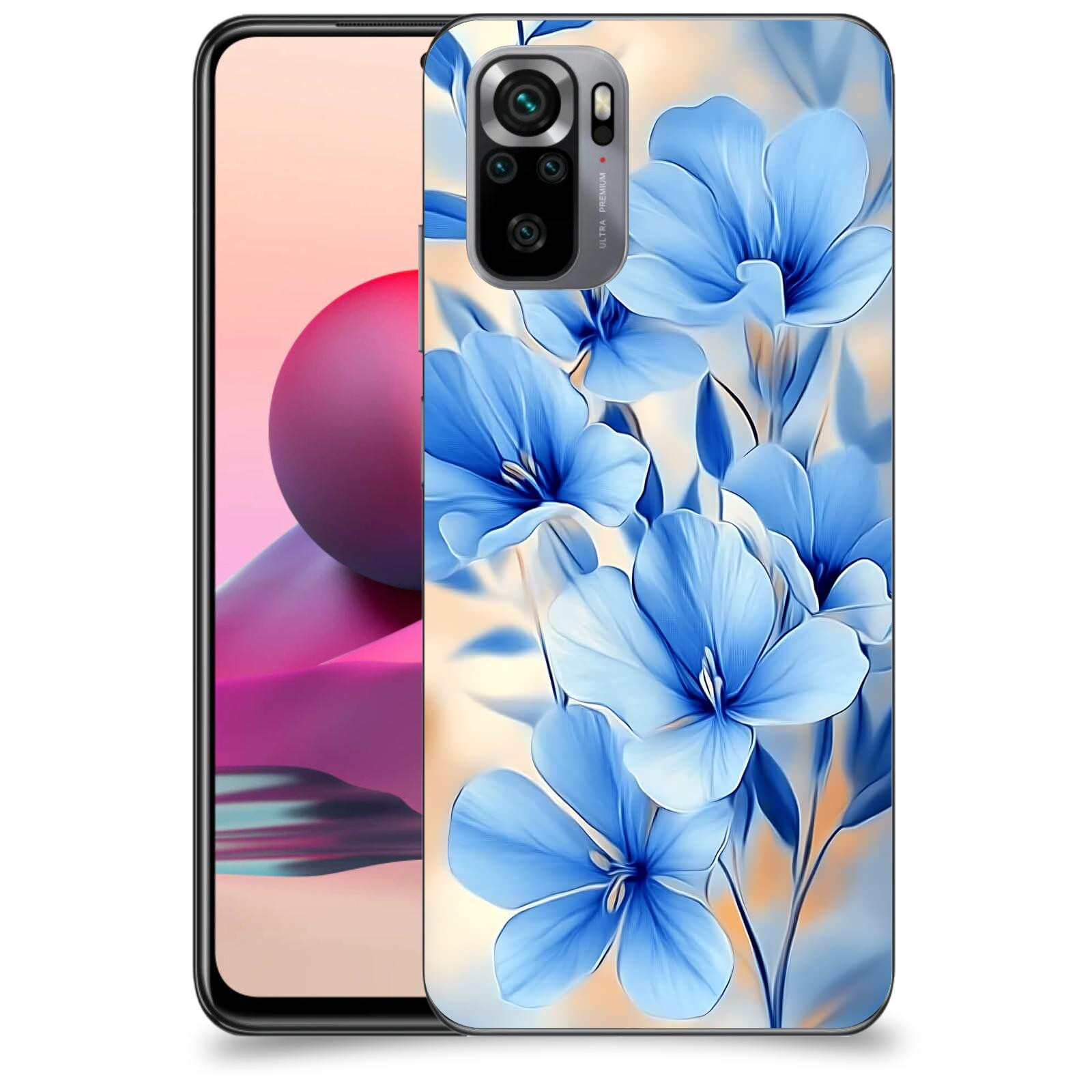 ACOVER Kryt na mobil Xiaomi Redmi Note 10S - Modré květiny.