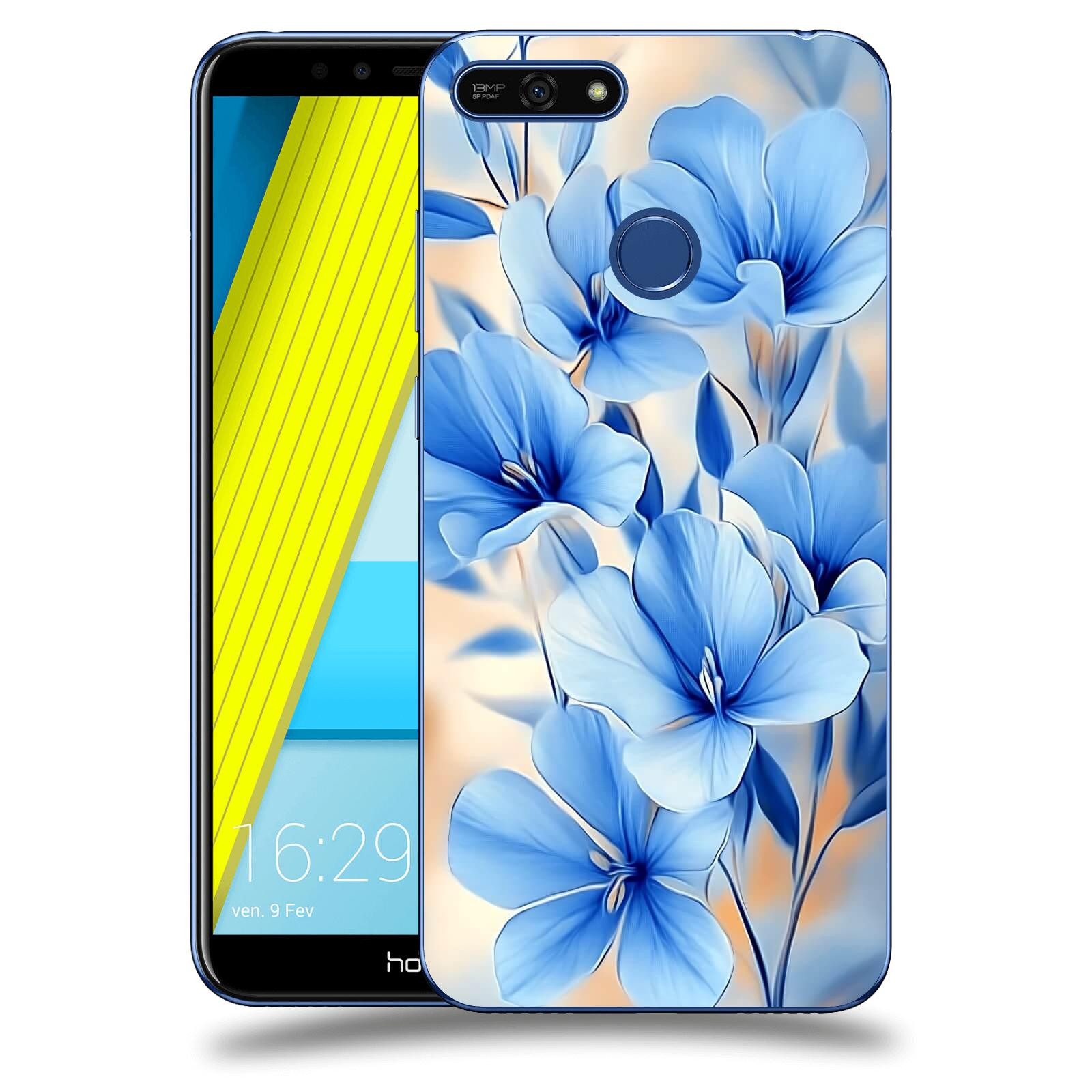 ACOVER Kryt na mobil Honor 7A - Modré květiny.