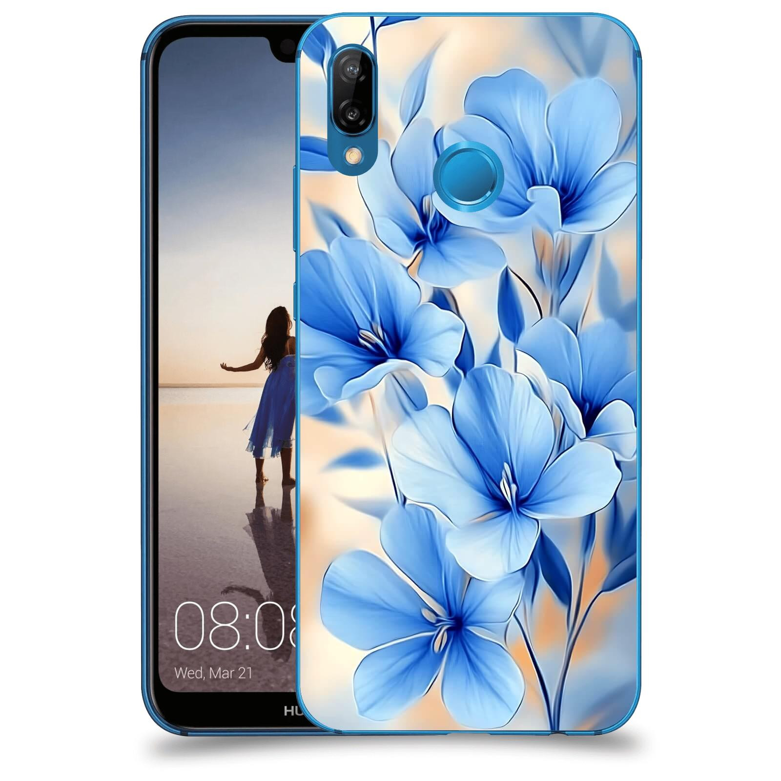 ACOVER Kryt na mobil Huawei P20 Lite - Modré květiny.