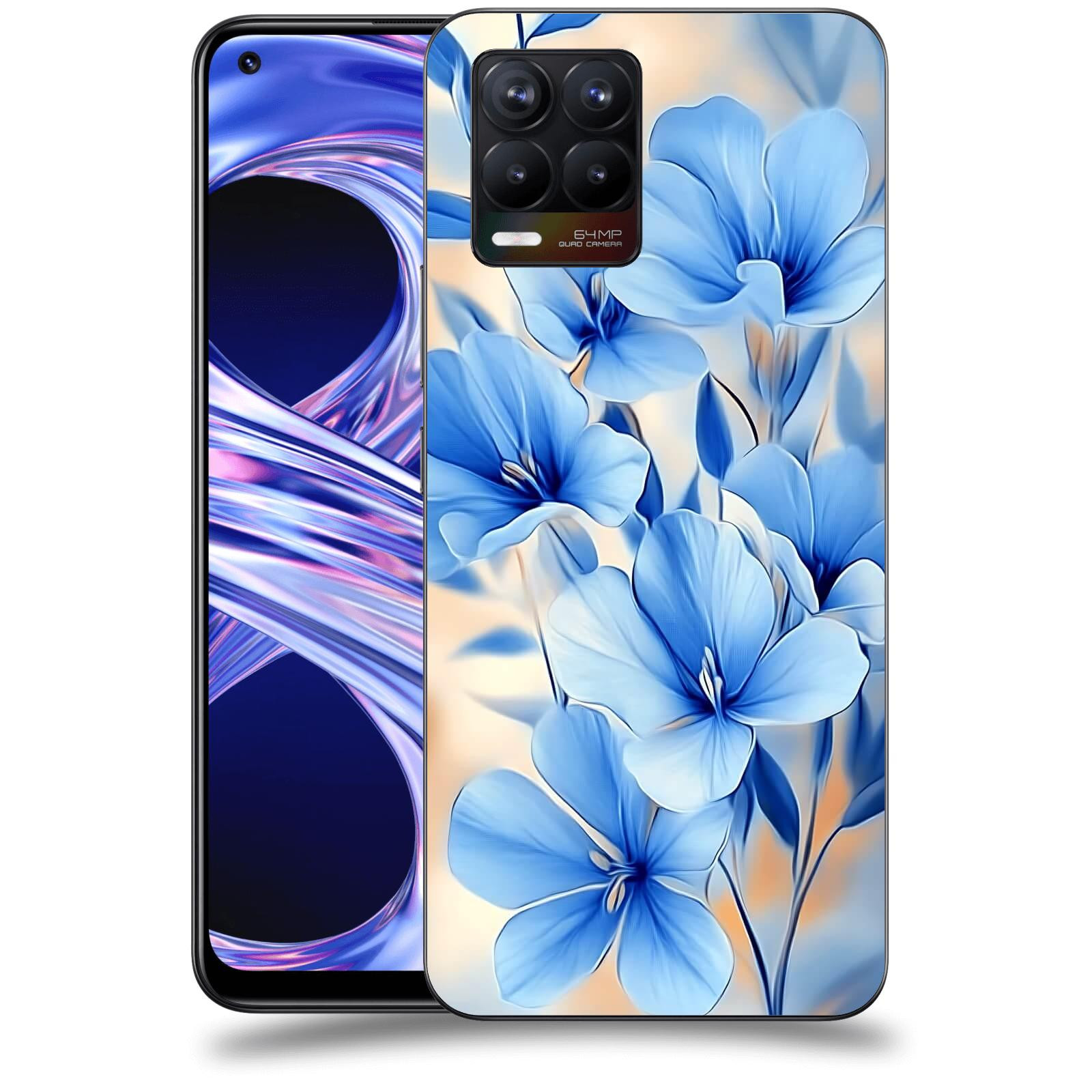 ACOVER Kryt na mobil Realme 8 - Modré květiny.
