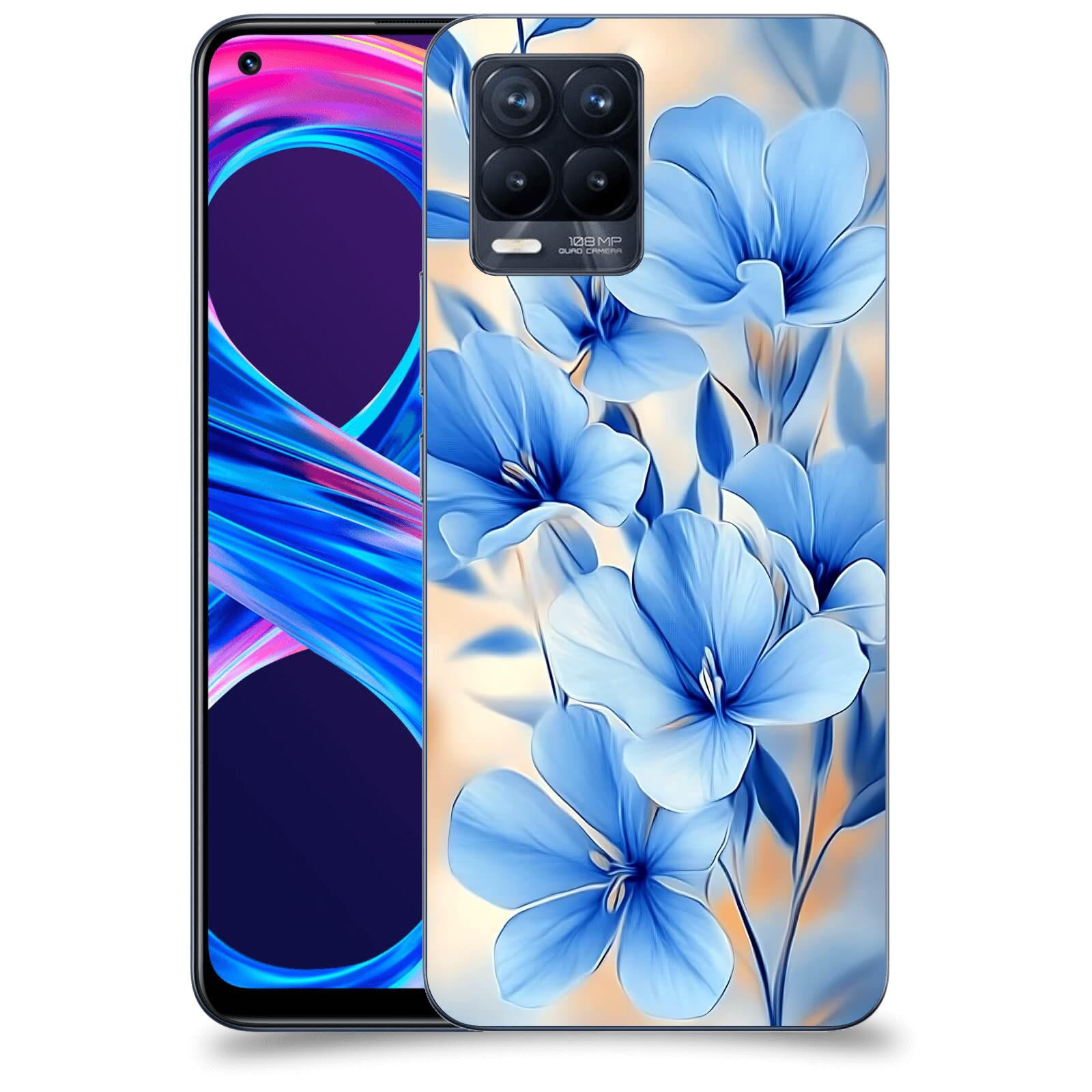 ACOVER Kryt na mobil Realme 8 Pro - Modré květiny.