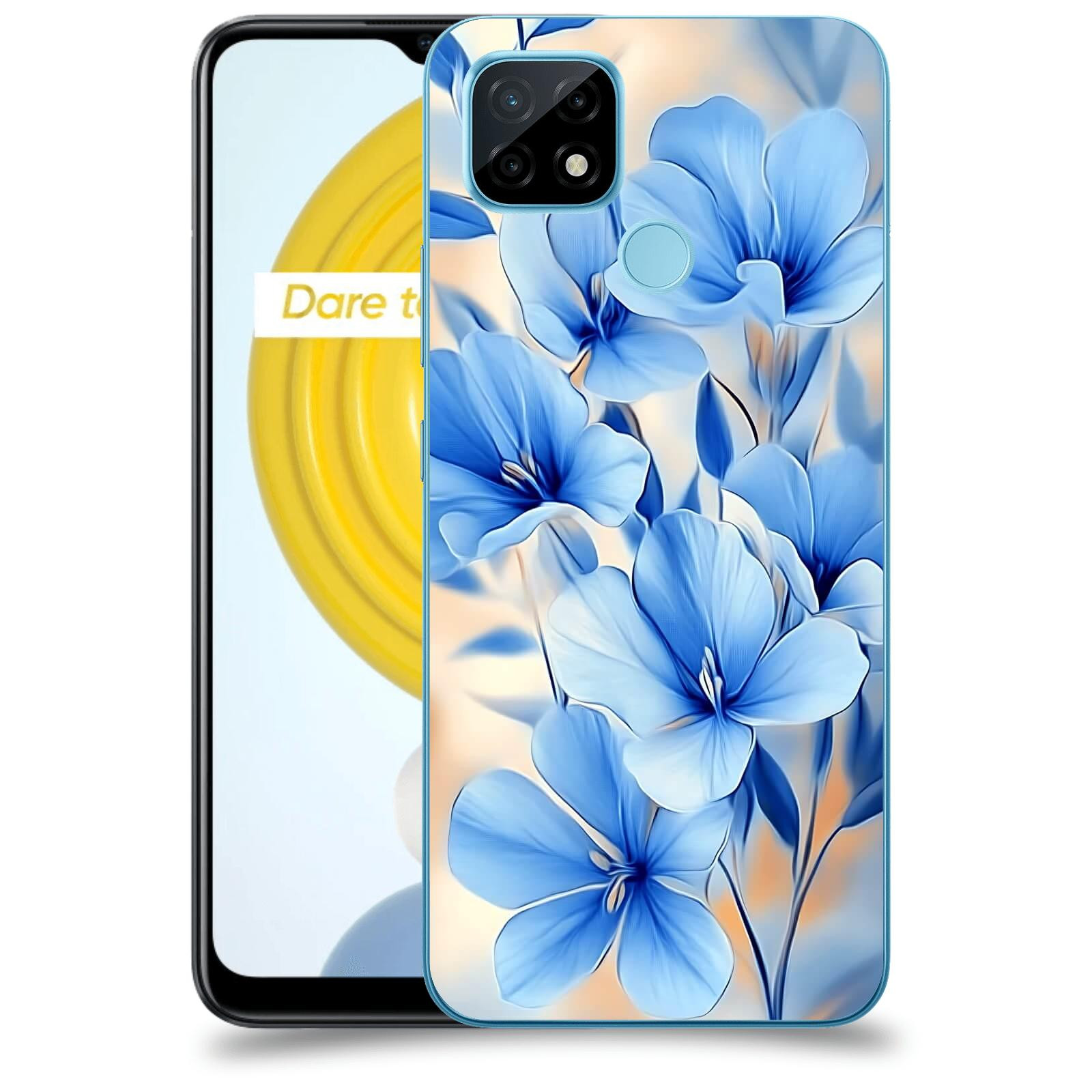 ACOVER Kryt na mobil Realme C21 - Modré květiny.