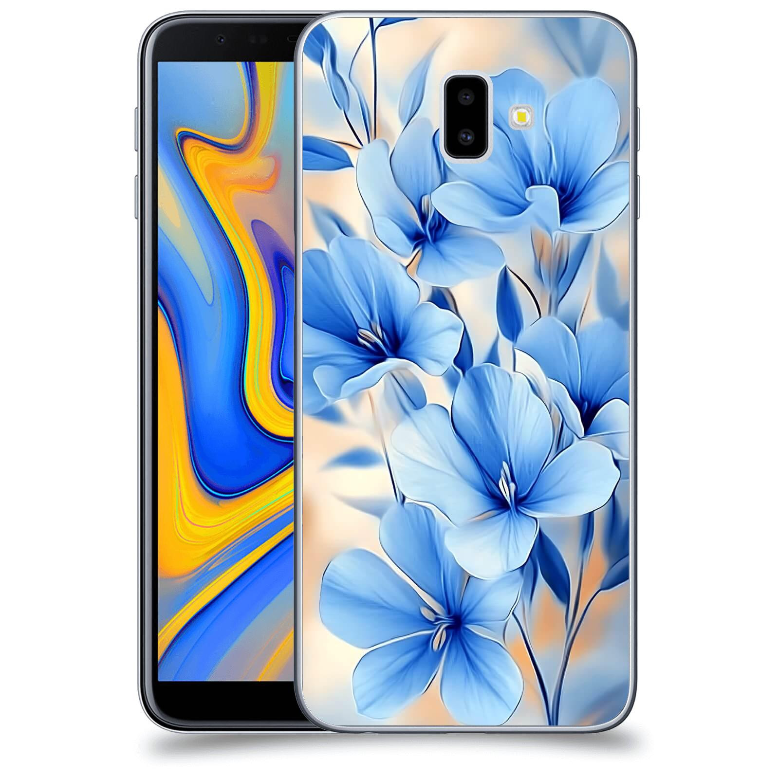 ACOVER Kryt na mobil Samsung Galaxy J6+ J610F - Modré květiny.