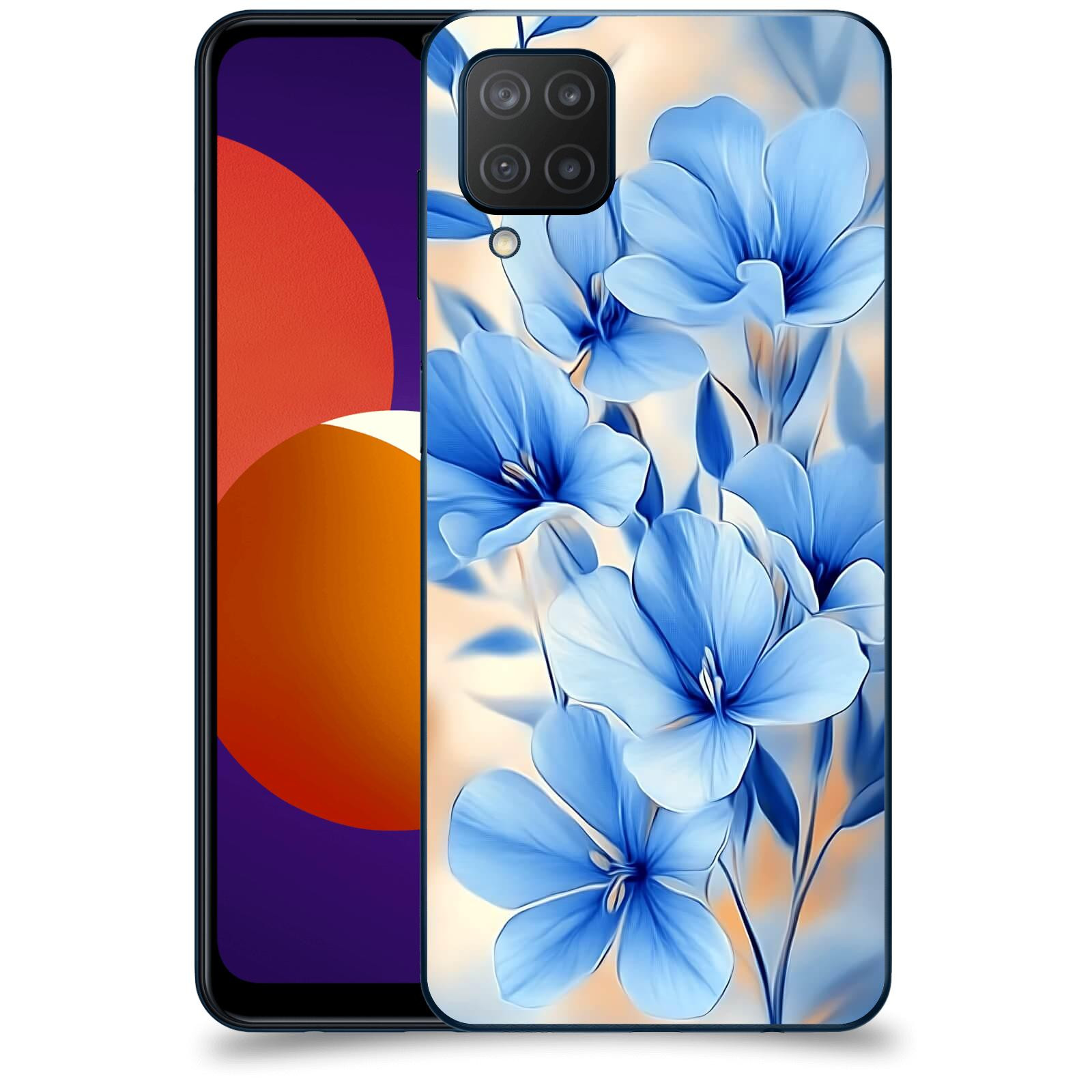 ACOVER Kryt na mobil Samsung Galaxy M12 M127F - Modré květiny.