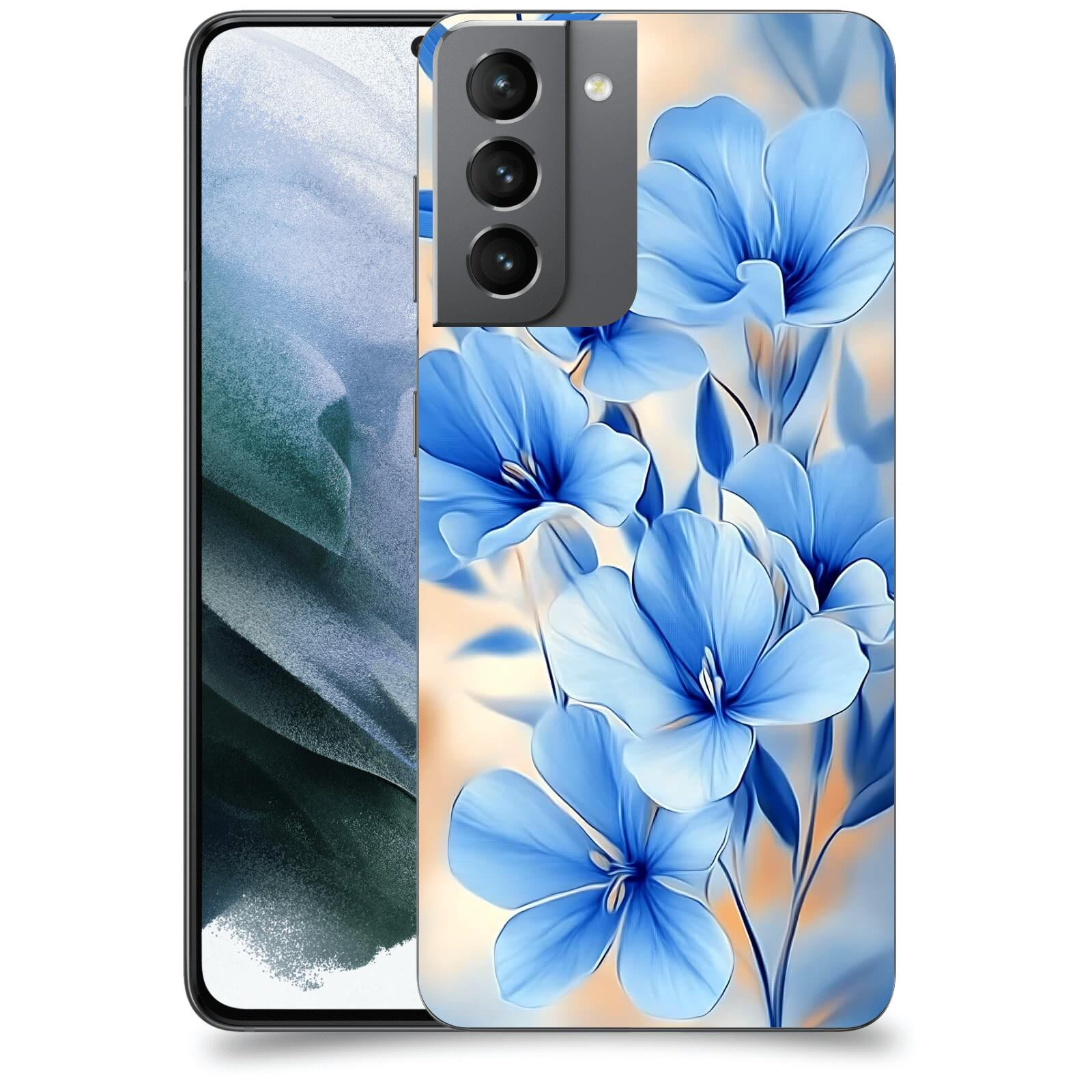 ACOVER Kryt na mobil Samsung Galaxy S21 G991B - Modré květiny.