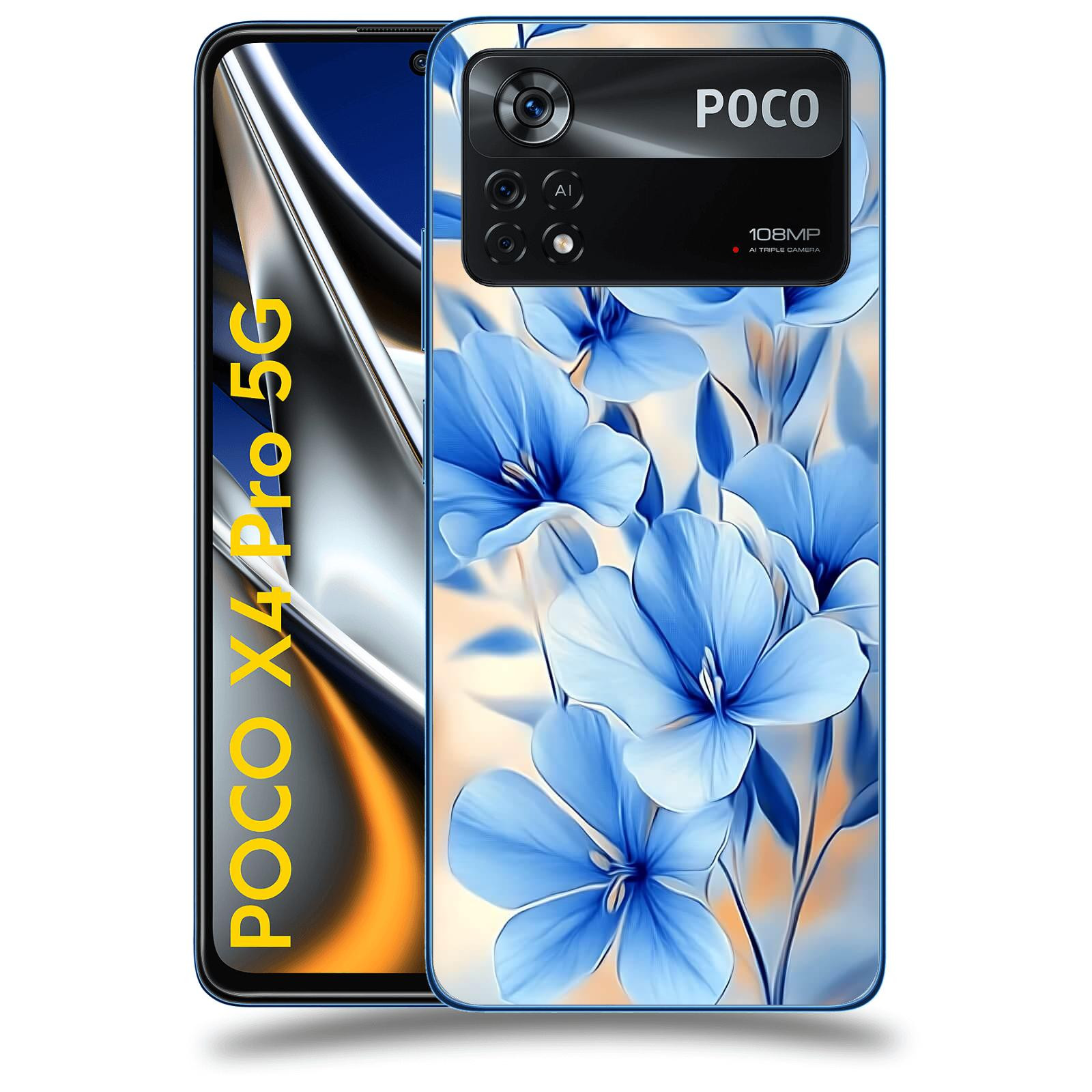ACOVER Kryt na mobil Xiaomi Poco X4 Pro 5G - Modré květiny.