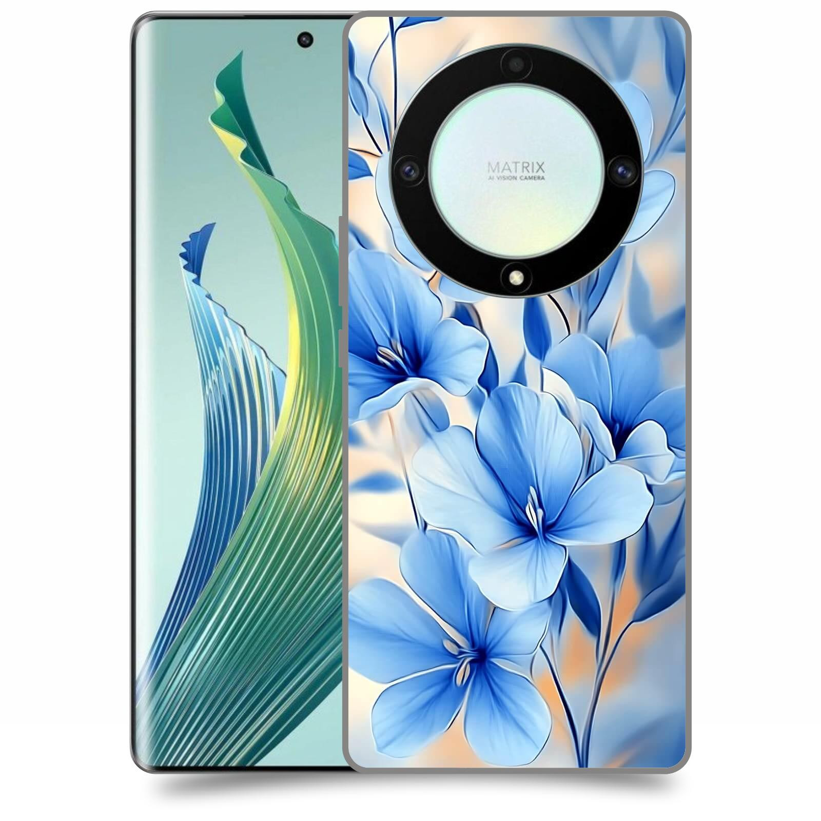 ACOVER Kryt na mobil Honor Magic 5 Lite 5G - Modré květiny.
