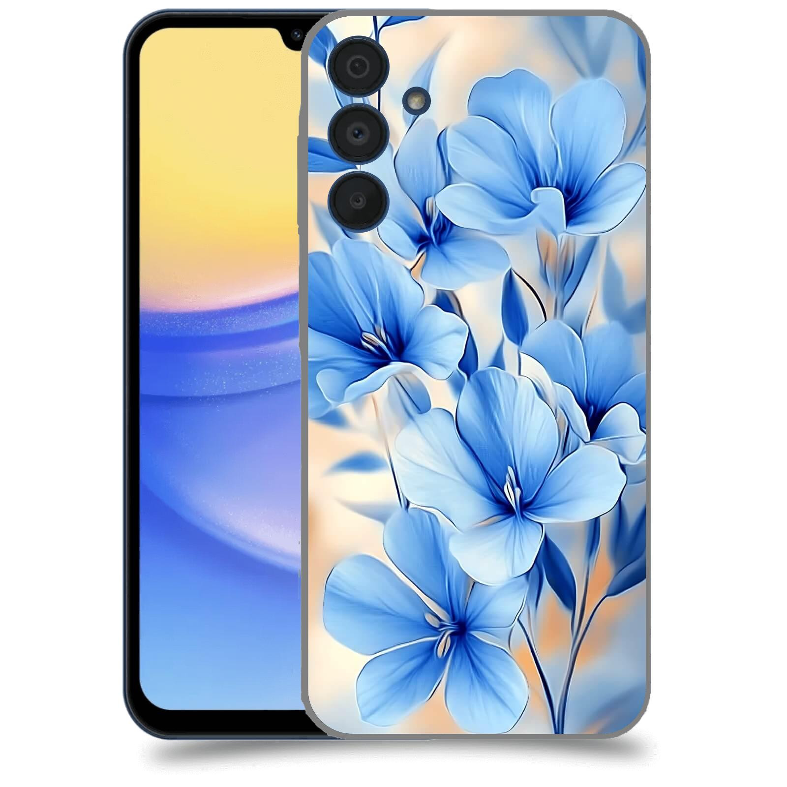 ACOVER Kryt na mobil Samsung Galaxy A15 5G - Modré květiny.