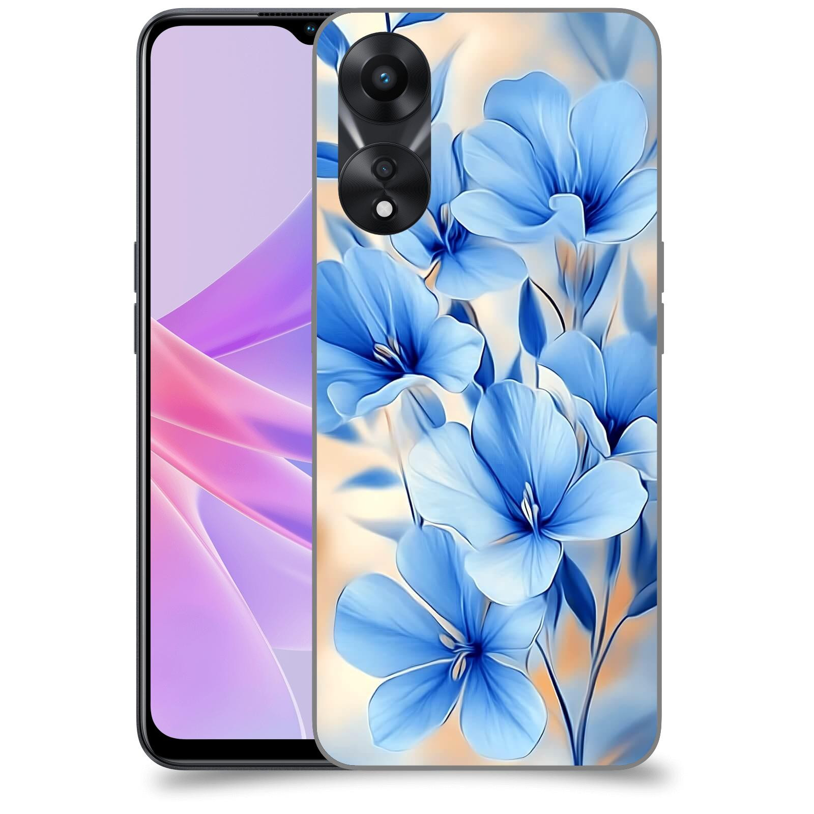 ACOVER Kryt na mobil OPPO A78 5G - Modré květiny.