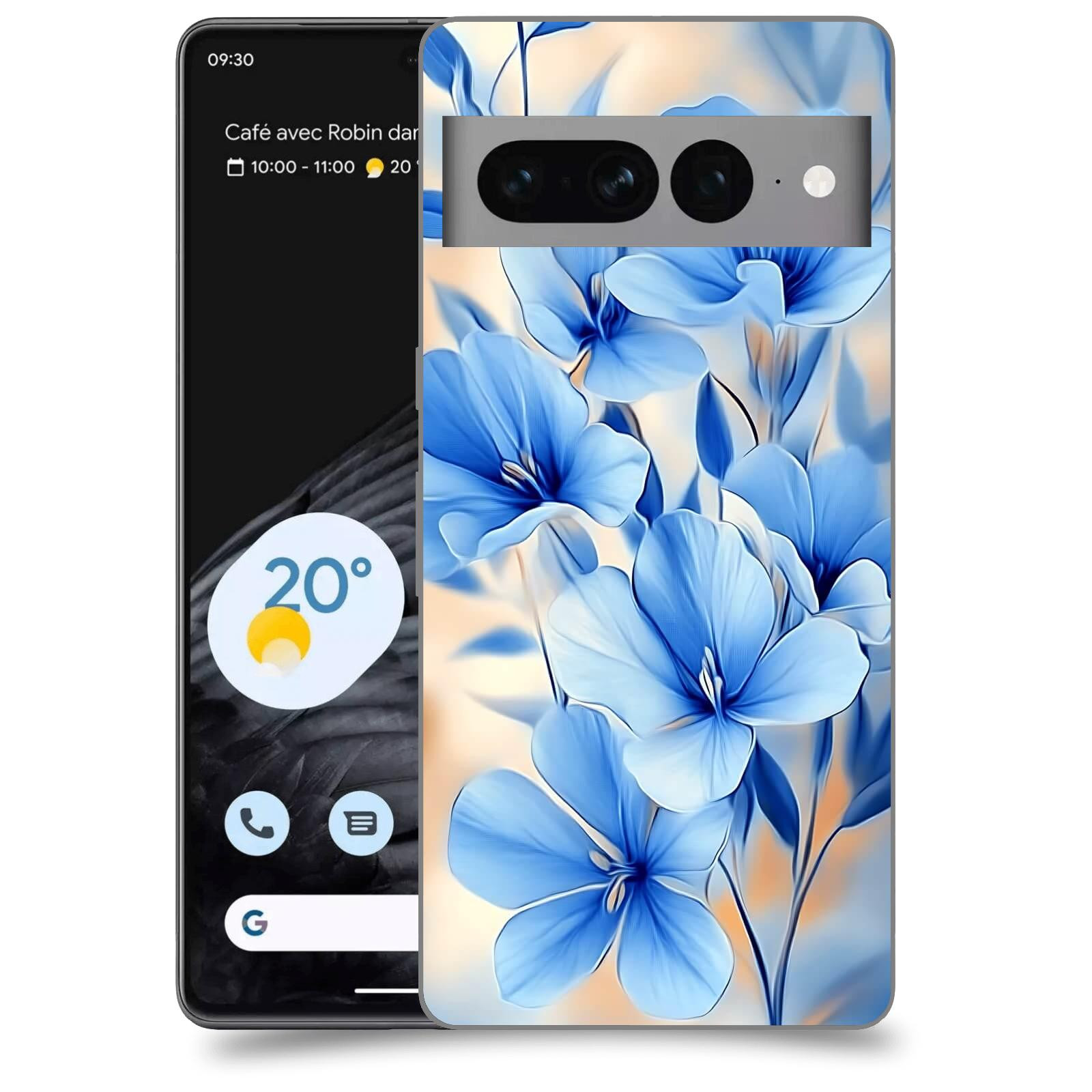 ACOVER Kryt na mobil Google pixel 7 pro - Modré květiny.