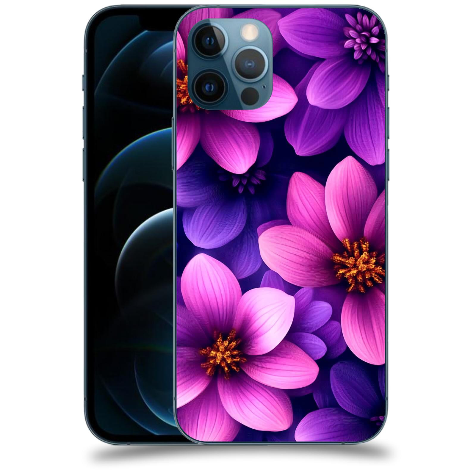 ACOVER Kryt na mobil Apple iPhone 12 Pro - Fialové květiny