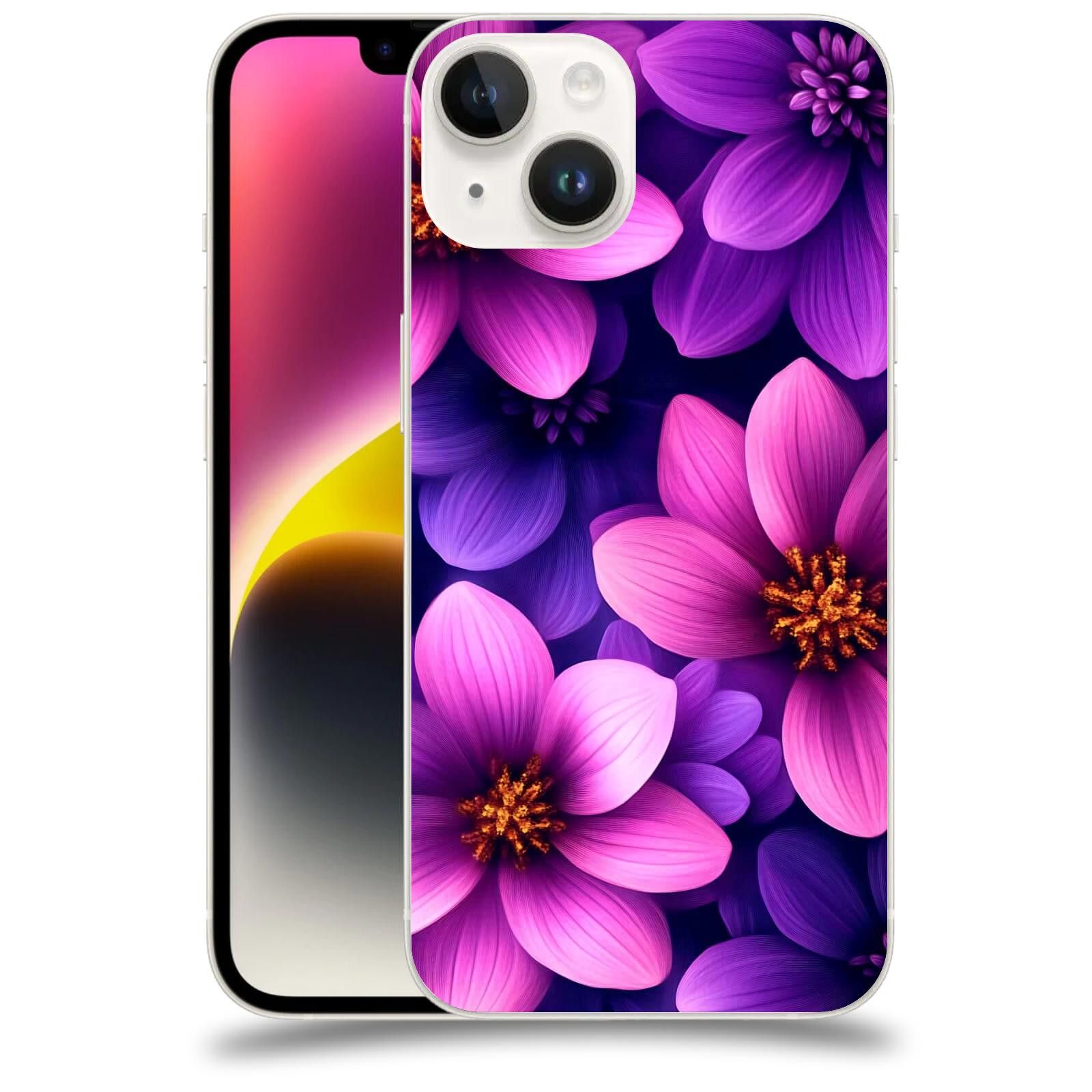 ACOVER Kryt na mobil Apple iPhone 14 - Fialové květiny