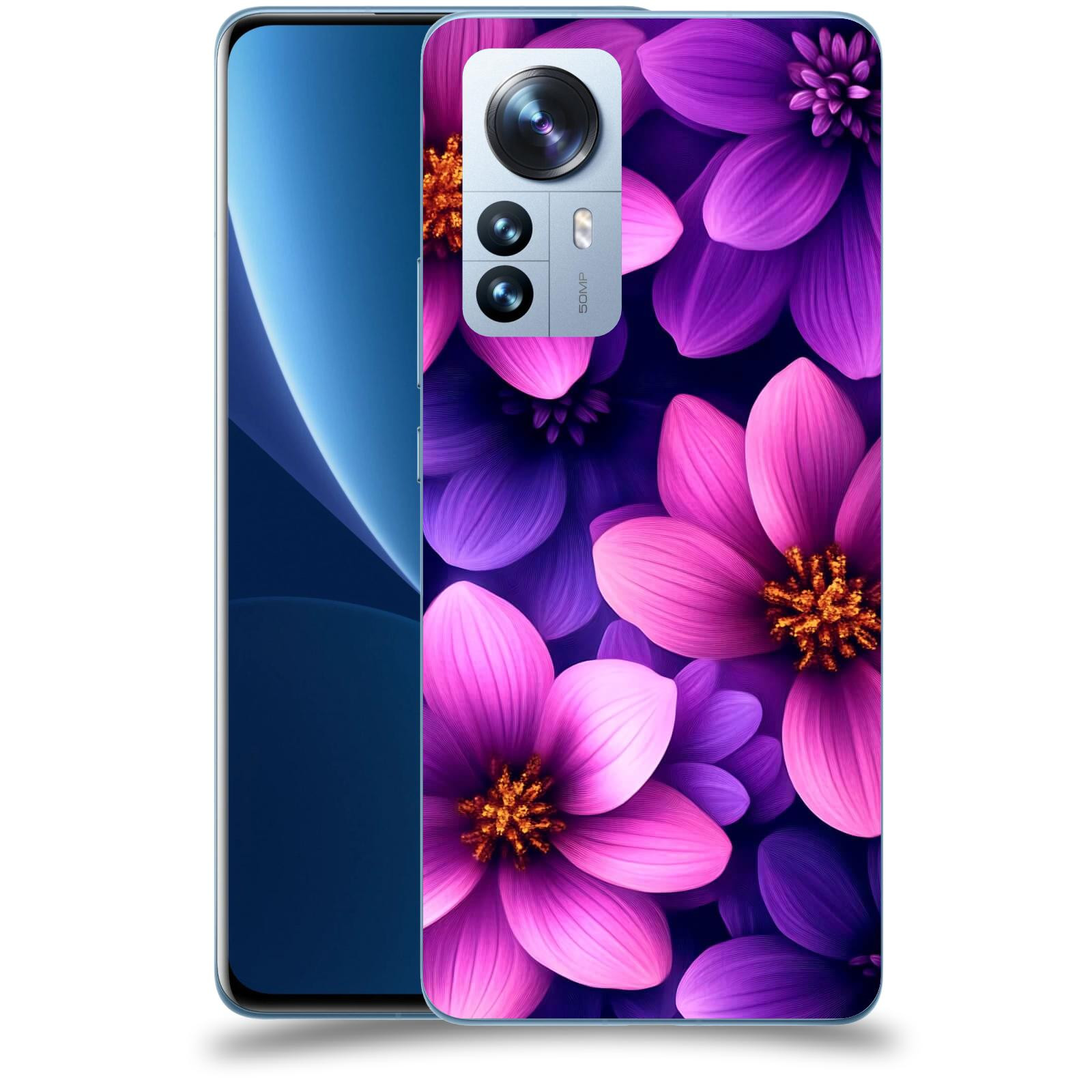 ACOVER Kryt na mobil Xiaomi 12 Pro - Fialové květiny