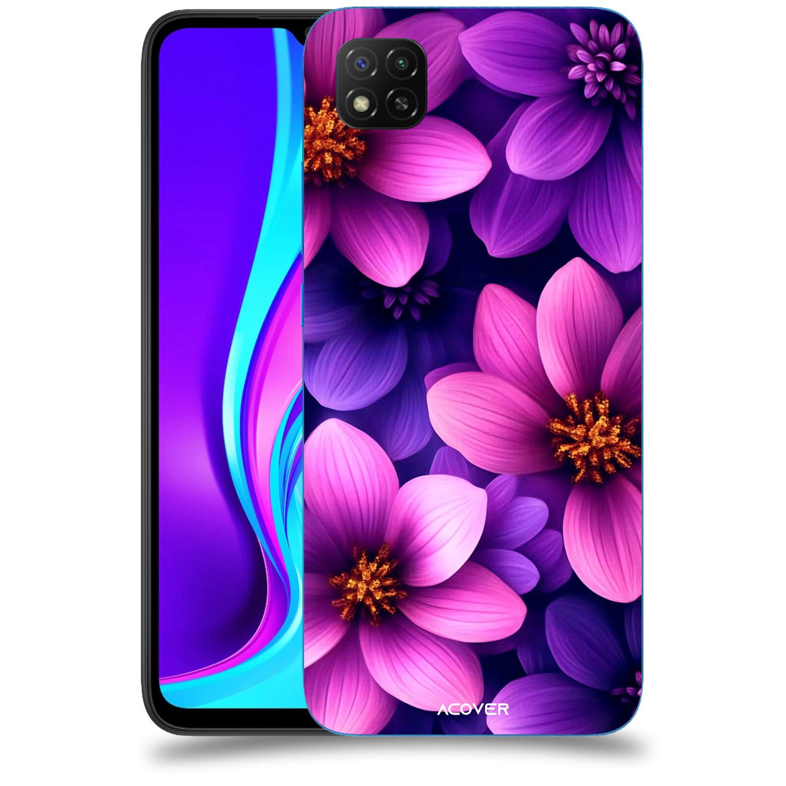 ACOVER Kryt na mobil Xiaomi Redmi 9C - Fialové květiny