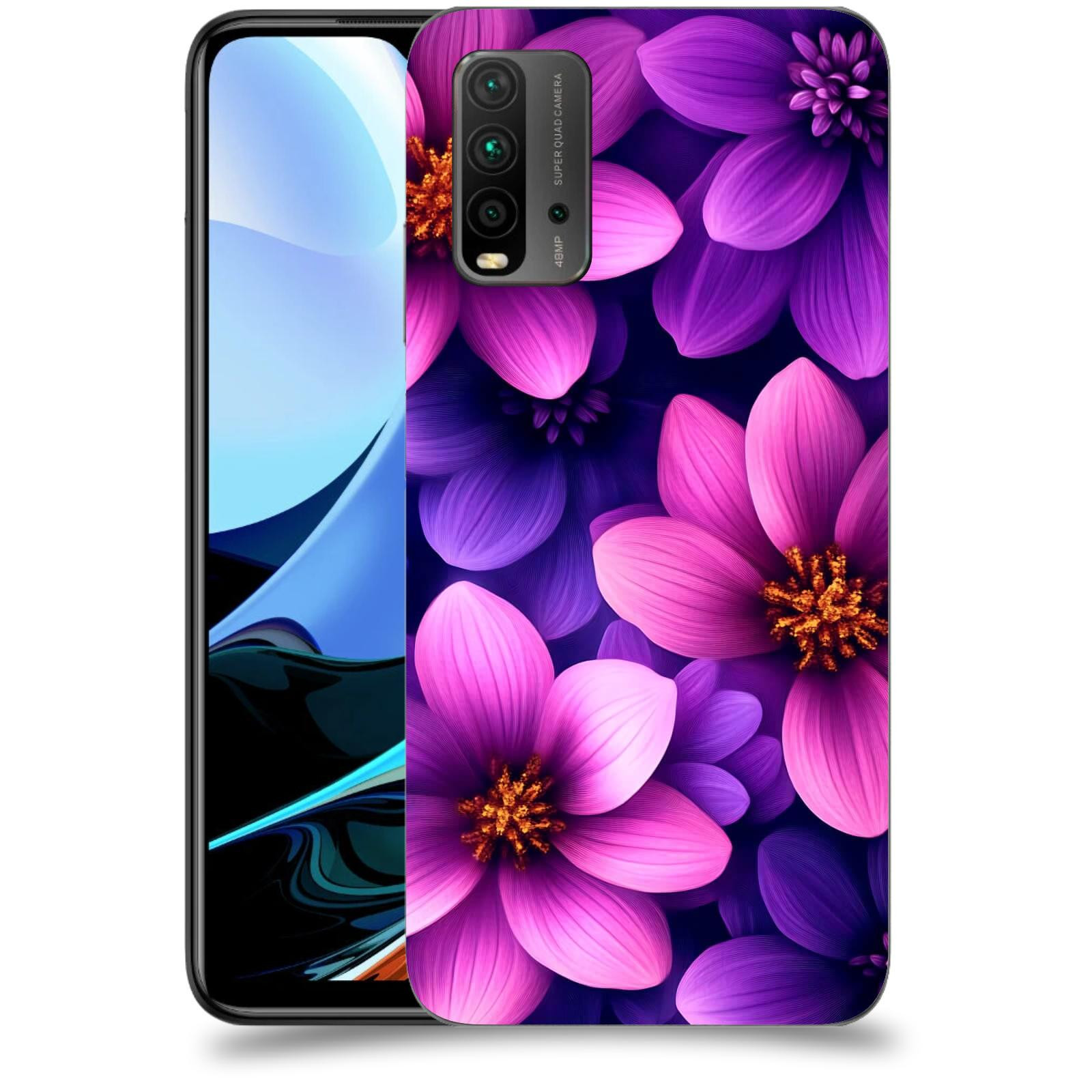 ACOVER Kryt na mobil Xiaomi Redmi 9T - Fialové květiny