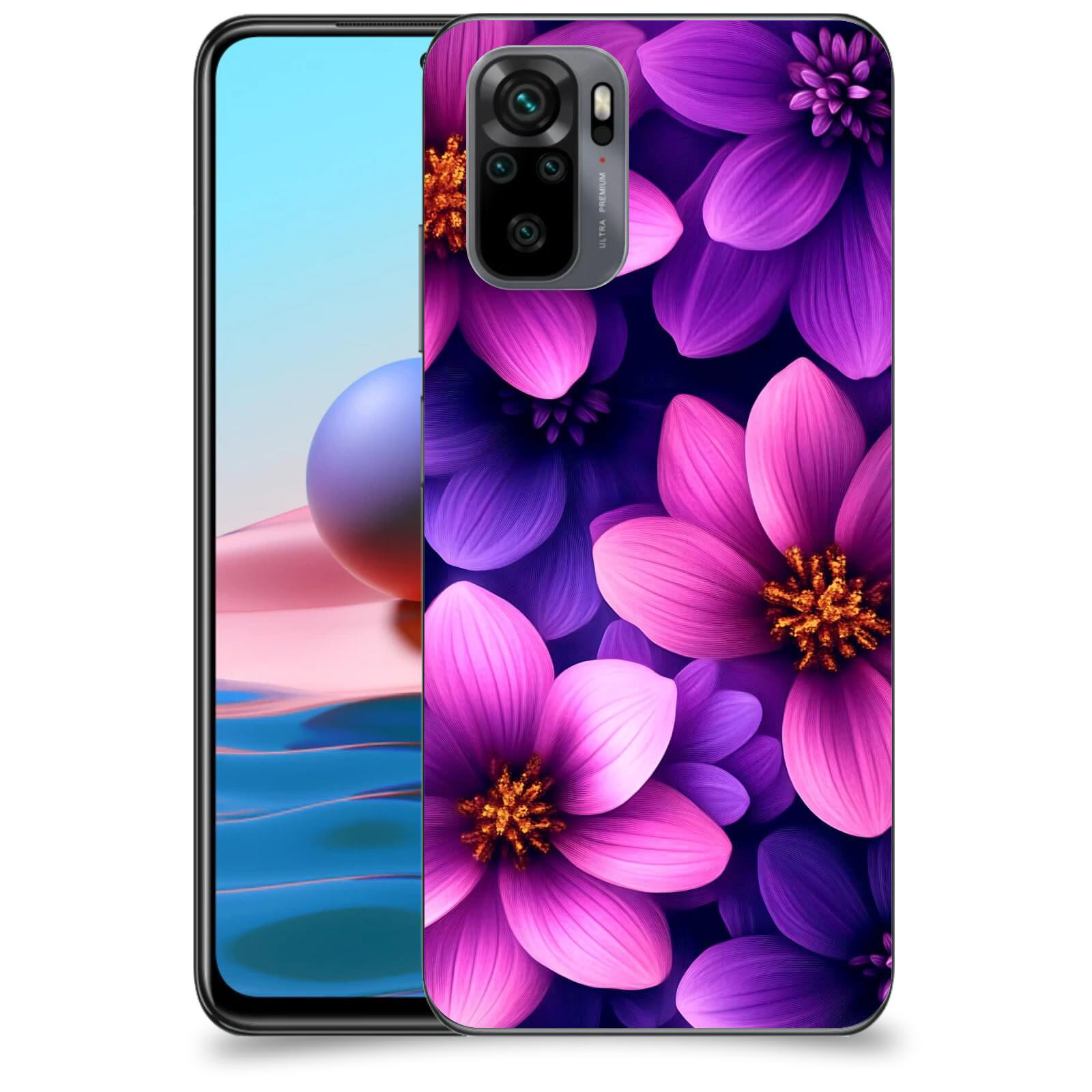 ACOVER Kryt na mobil Xiaomi Redmi Note 10 - Fialové květiny
