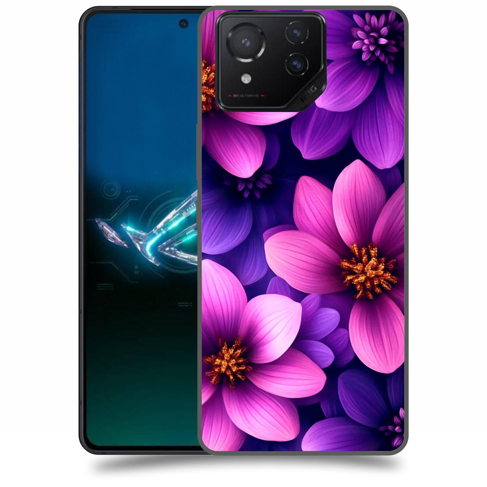 ACOVER Kryt na mobil Asus ROG Phone 8 - Fialové květiny