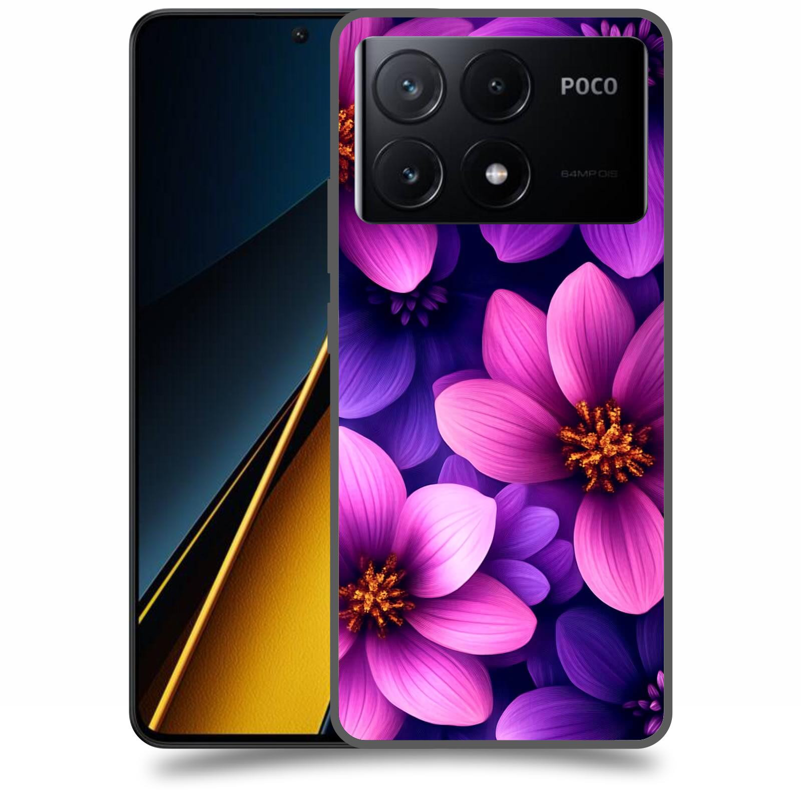 ACOVER Kryt na mobil Poco X6 Pro 5G - Fialové květiny