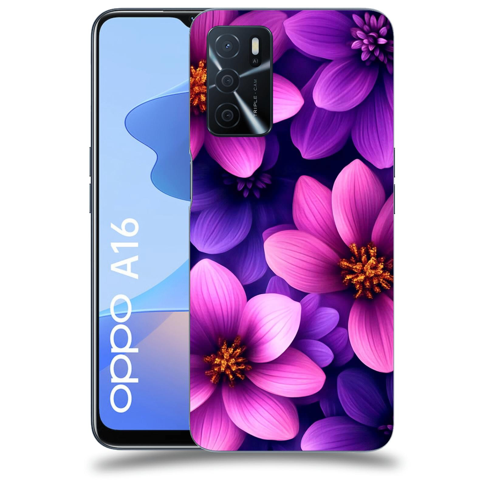 ACOVER Kryt na mobil OPPO A16 - Fialové květiny