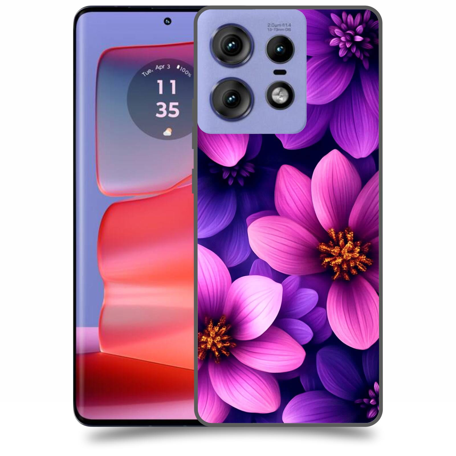 ACOVER Kryt na mobil Motorola Edge 50 Pro - Fialové květiny