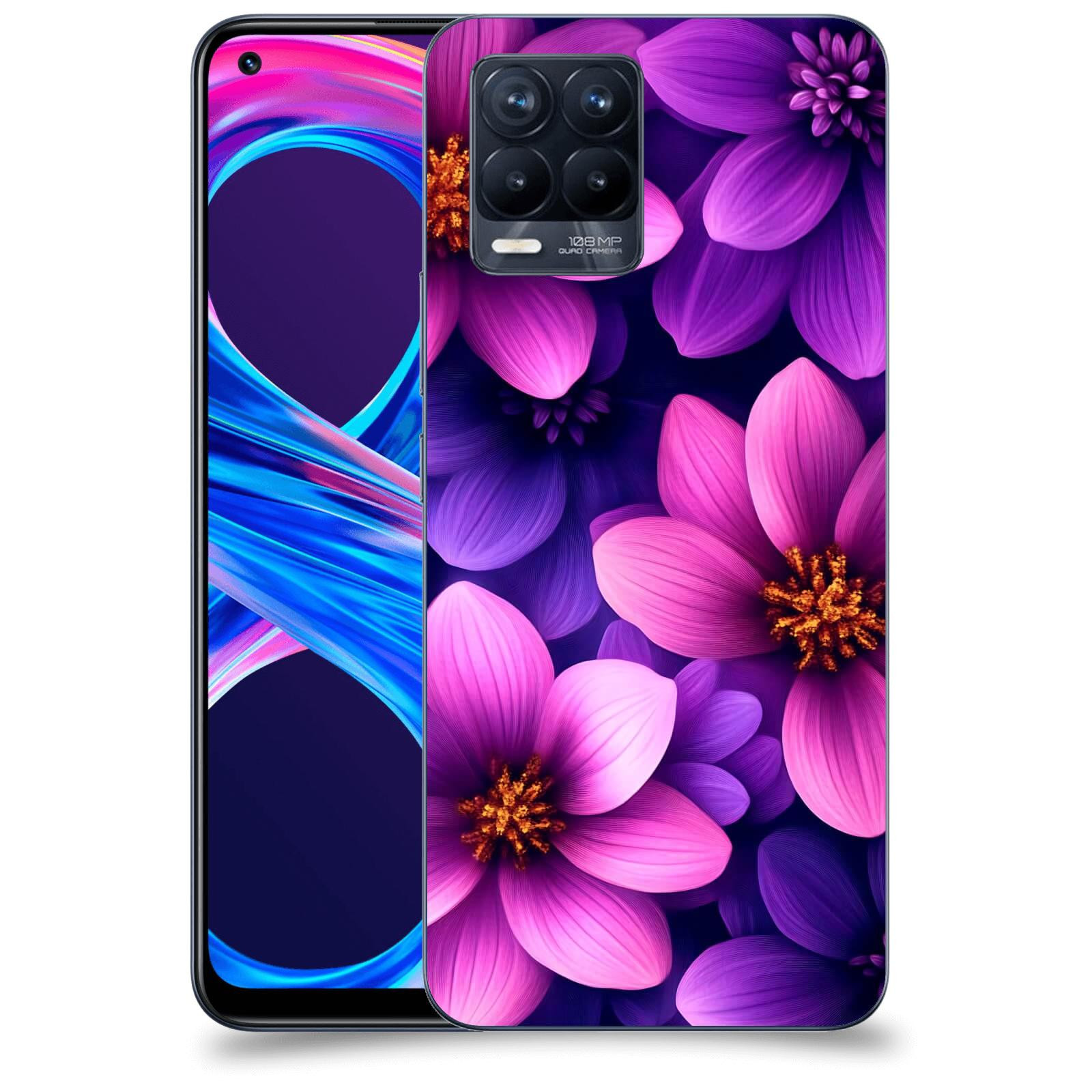 ACOVER Kryt na mobil Realme 8 Pro - Fialové květiny