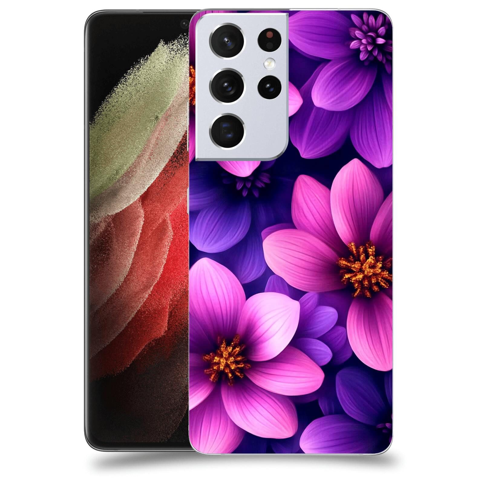 ACOVER Kryt na mobil Samsung Galaxy S21 Ultra 5G G998B - Fialové květiny