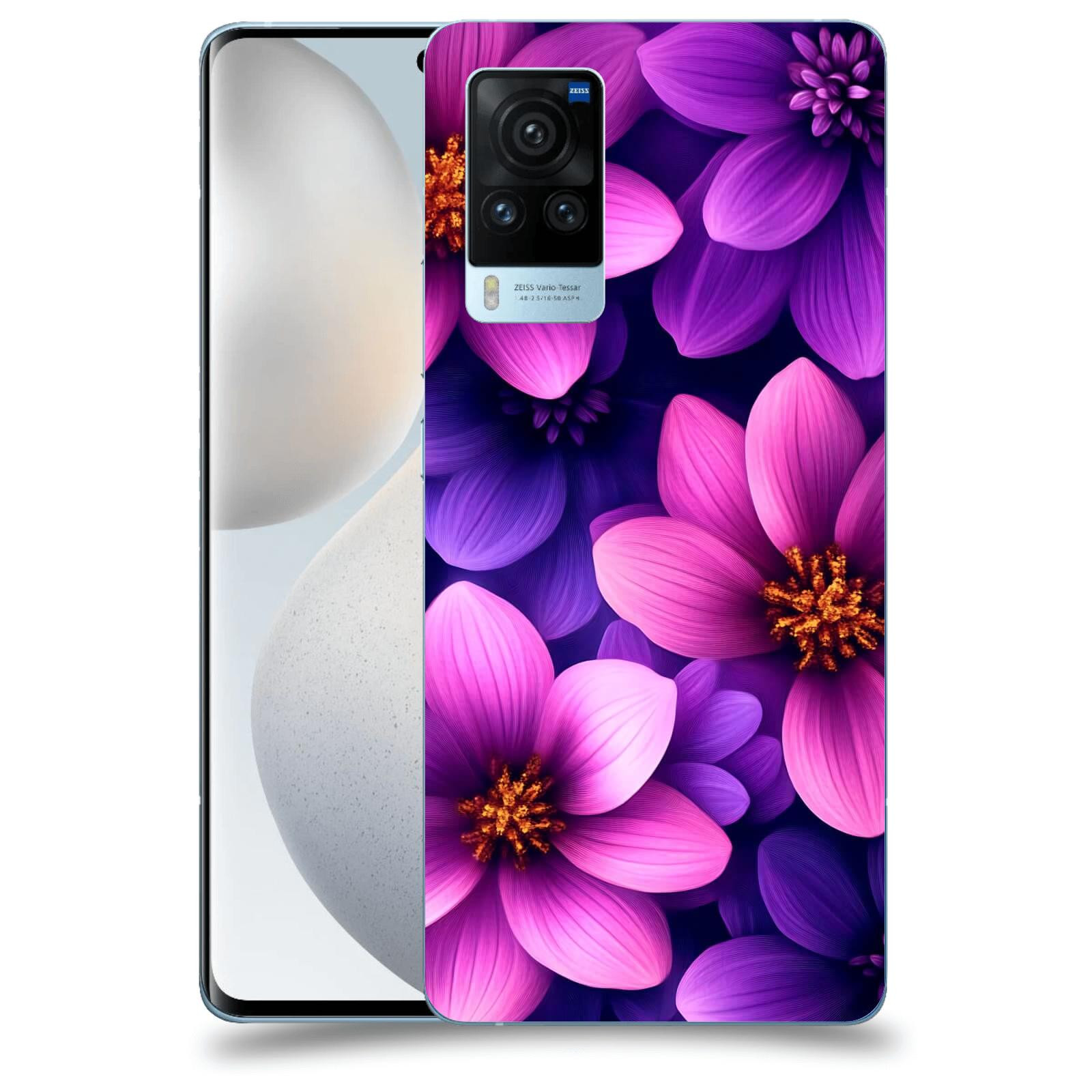 ACOVER Kryt na mobil Vivo X60 Pro 5G - Fialové květiny