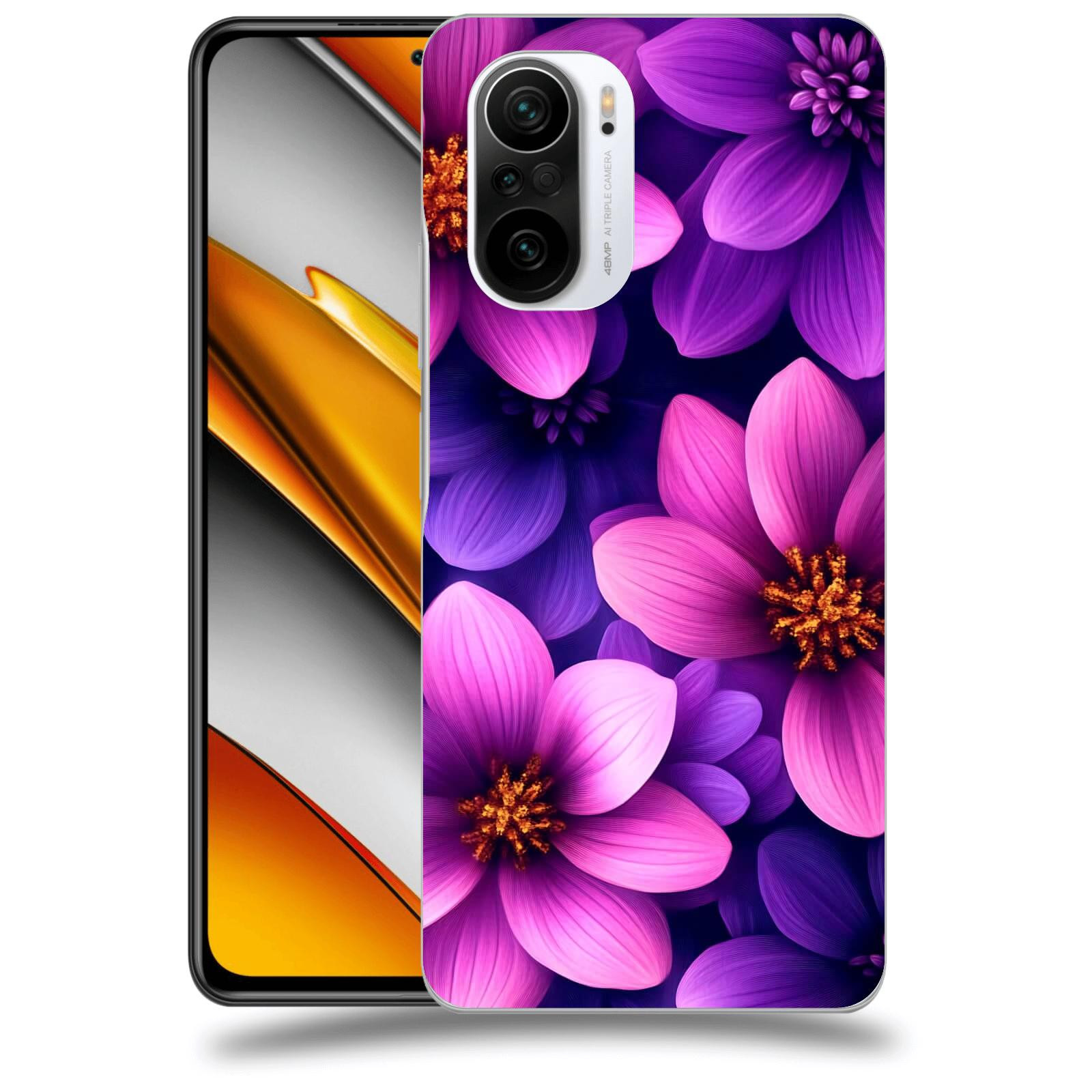 ACOVER Kryt na mobil Xiaomi Poco F3 - Fialové květiny