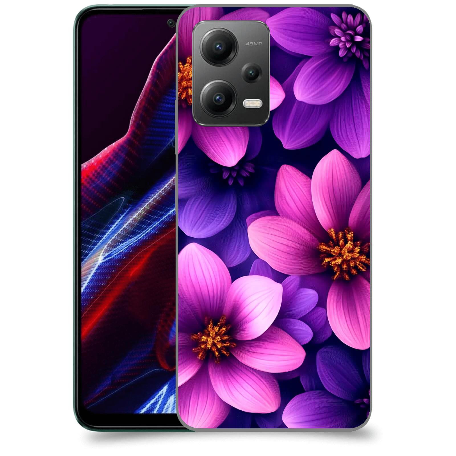 ACOVER Kryt na mobil Xiaomi Poco X5 - Fialové květiny