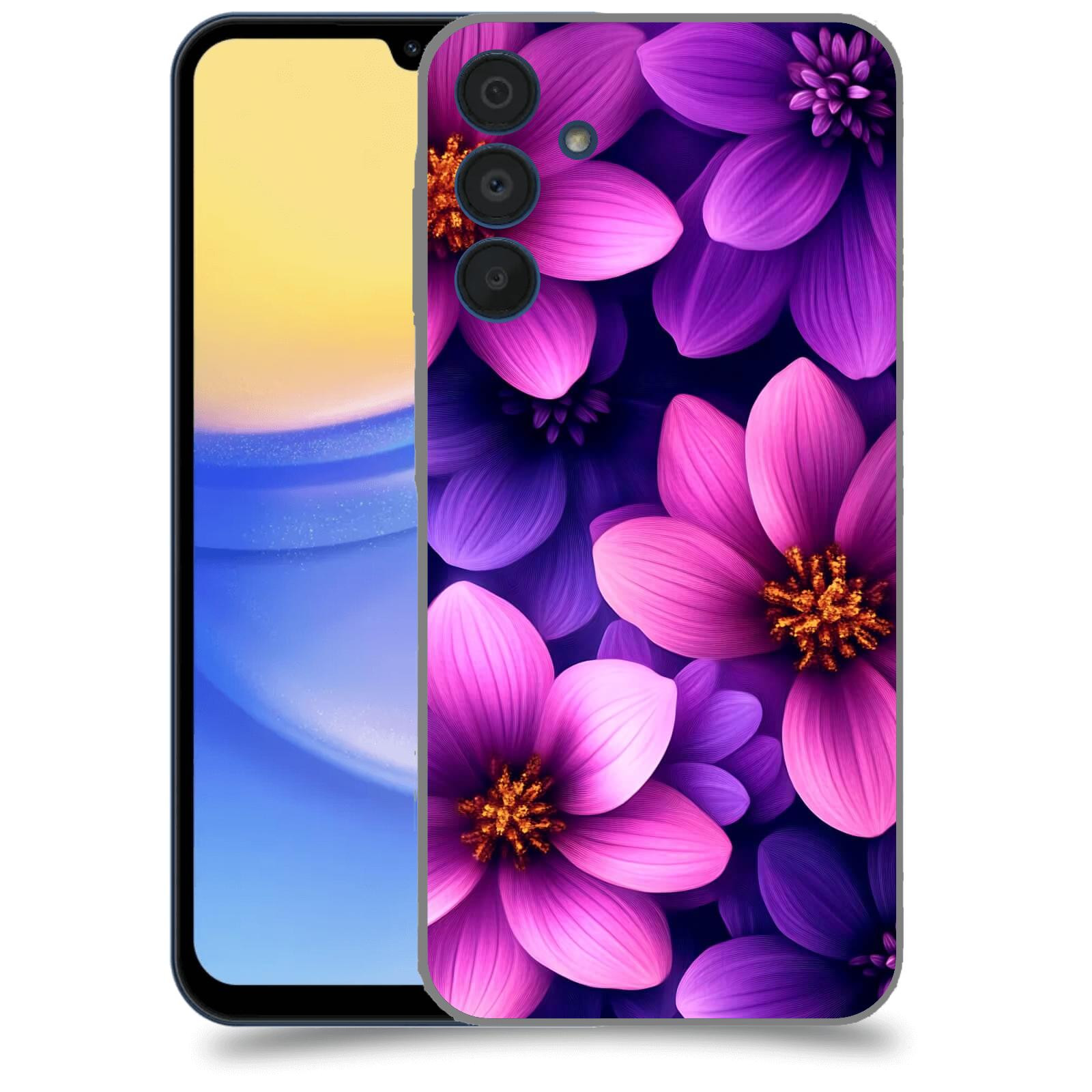 ACOVER Kryt na mobil Samsung Galaxy A15 5G - Fialové květiny