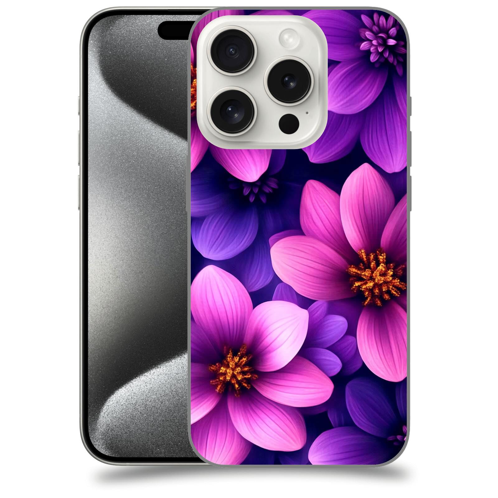 ACOVER Kryt na mobil Apple iPhone 15 pro - Fialové květiny