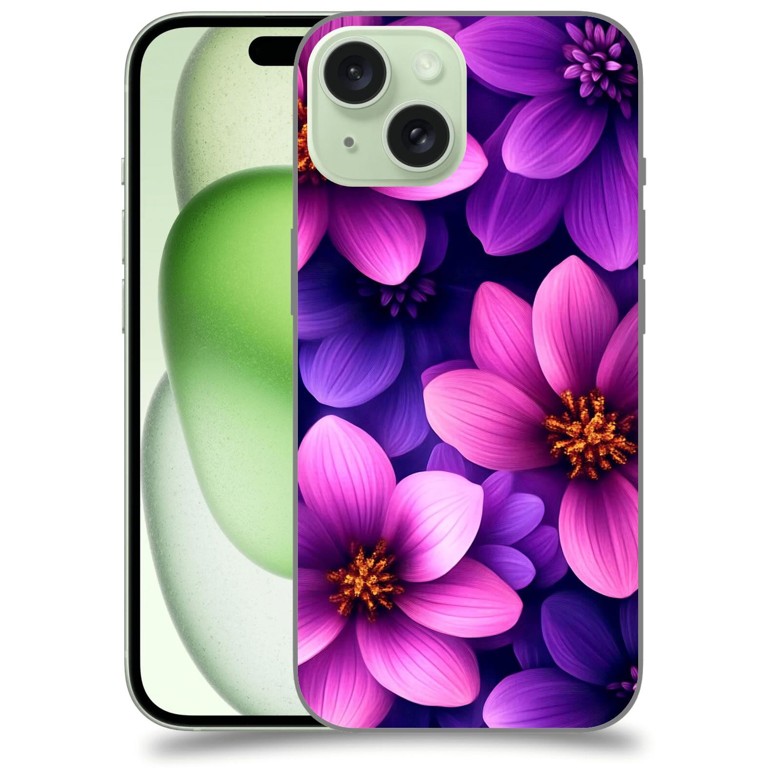 ACOVER Kryt na mobil Apple iPhone 15 - Fialové květiny
