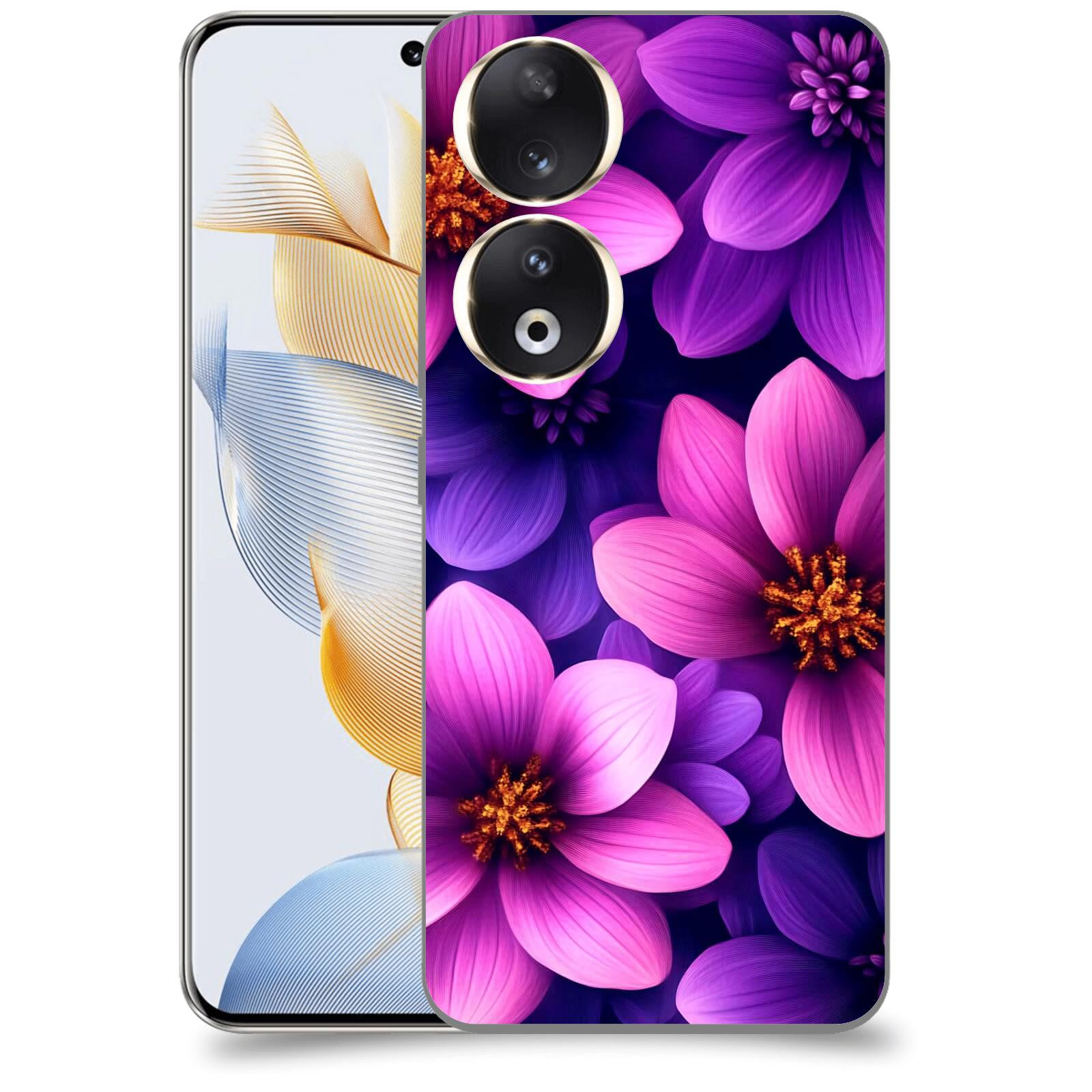ACOVER Kryt na mobil Honor 90 - Fialové květiny