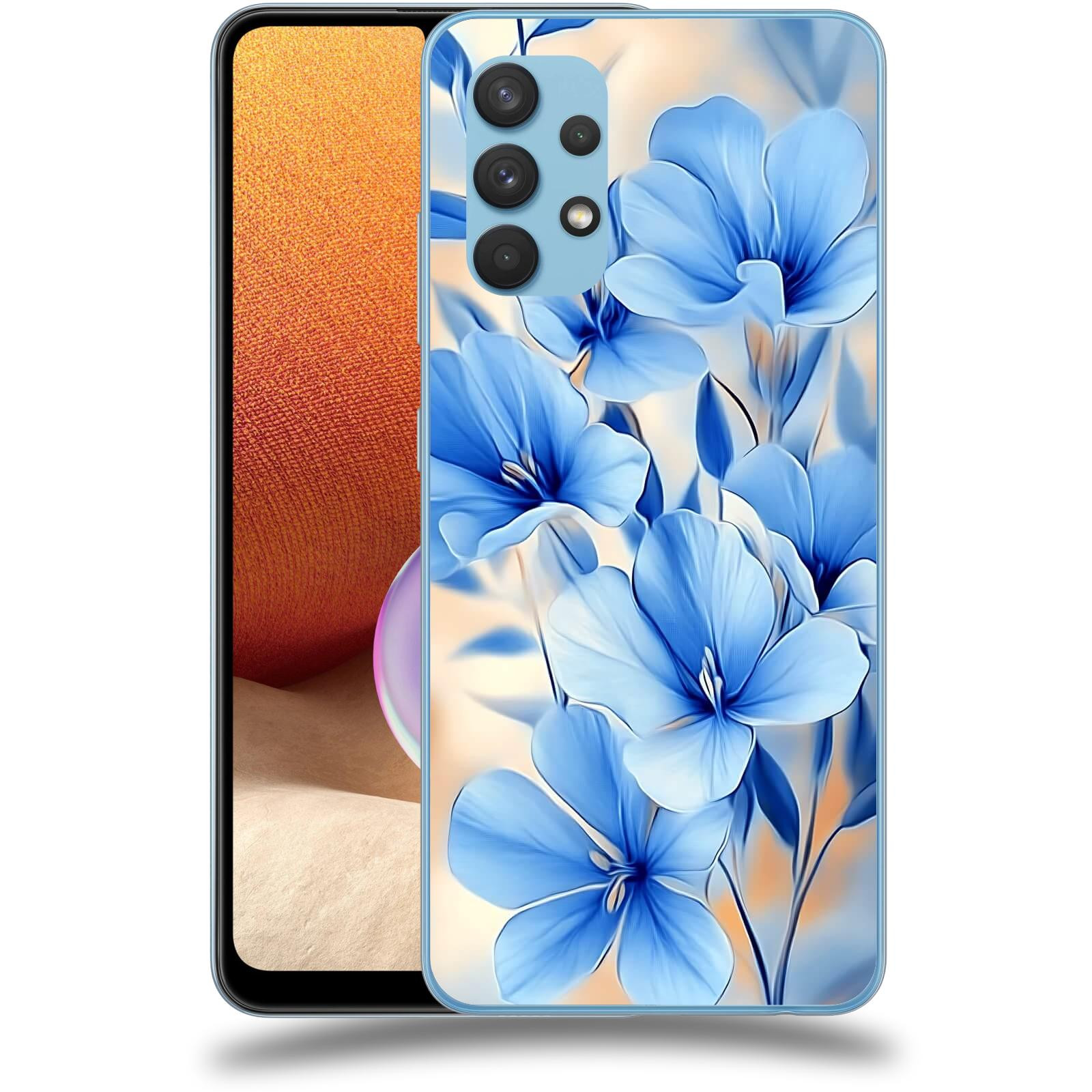 ACOVER Kryt na mobil Samsung Galaxy A32 4G SM-A325F - Modré květiny.