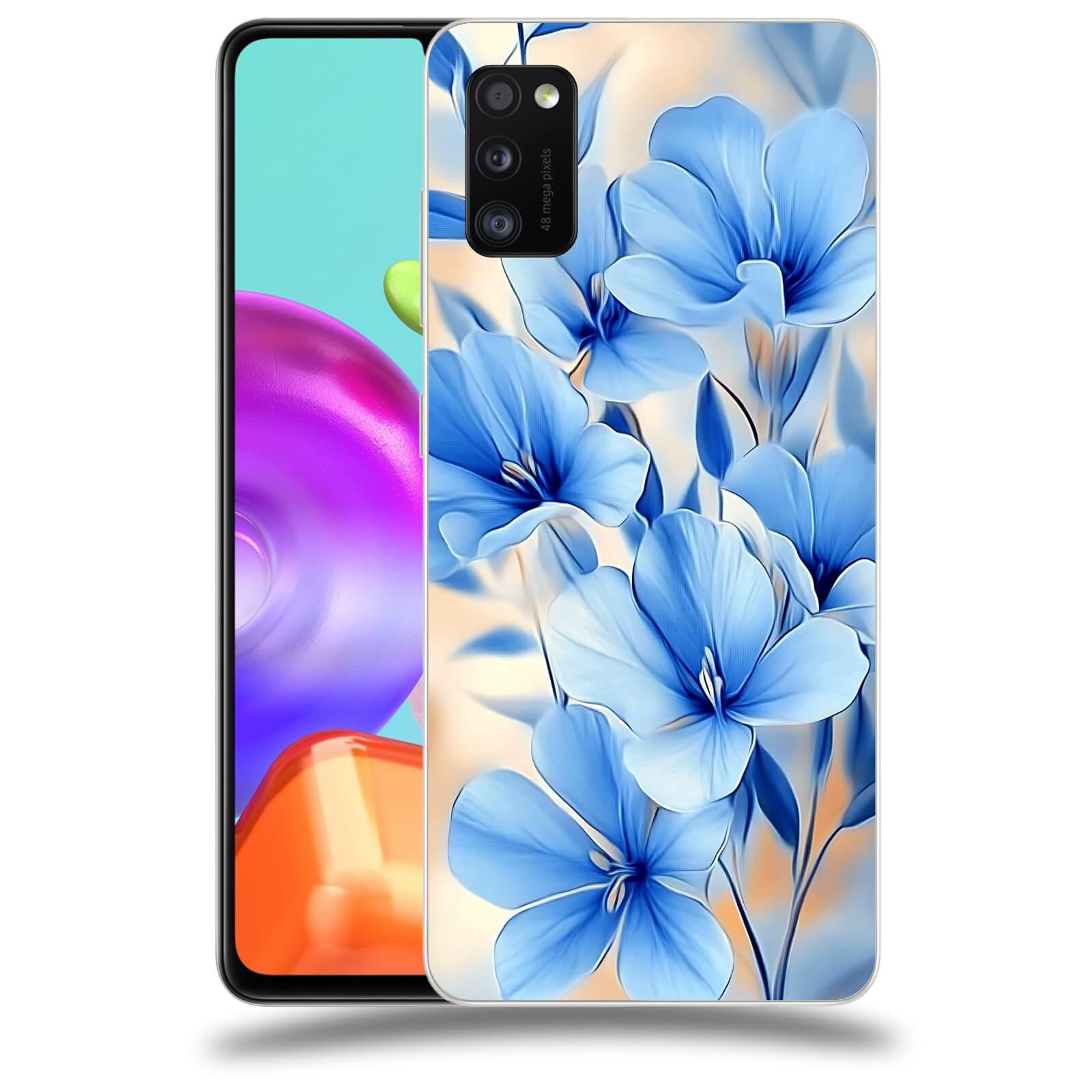 ACOVER Kryt na mobil Samsung Galaxy A41 A415F - Modré květiny.
