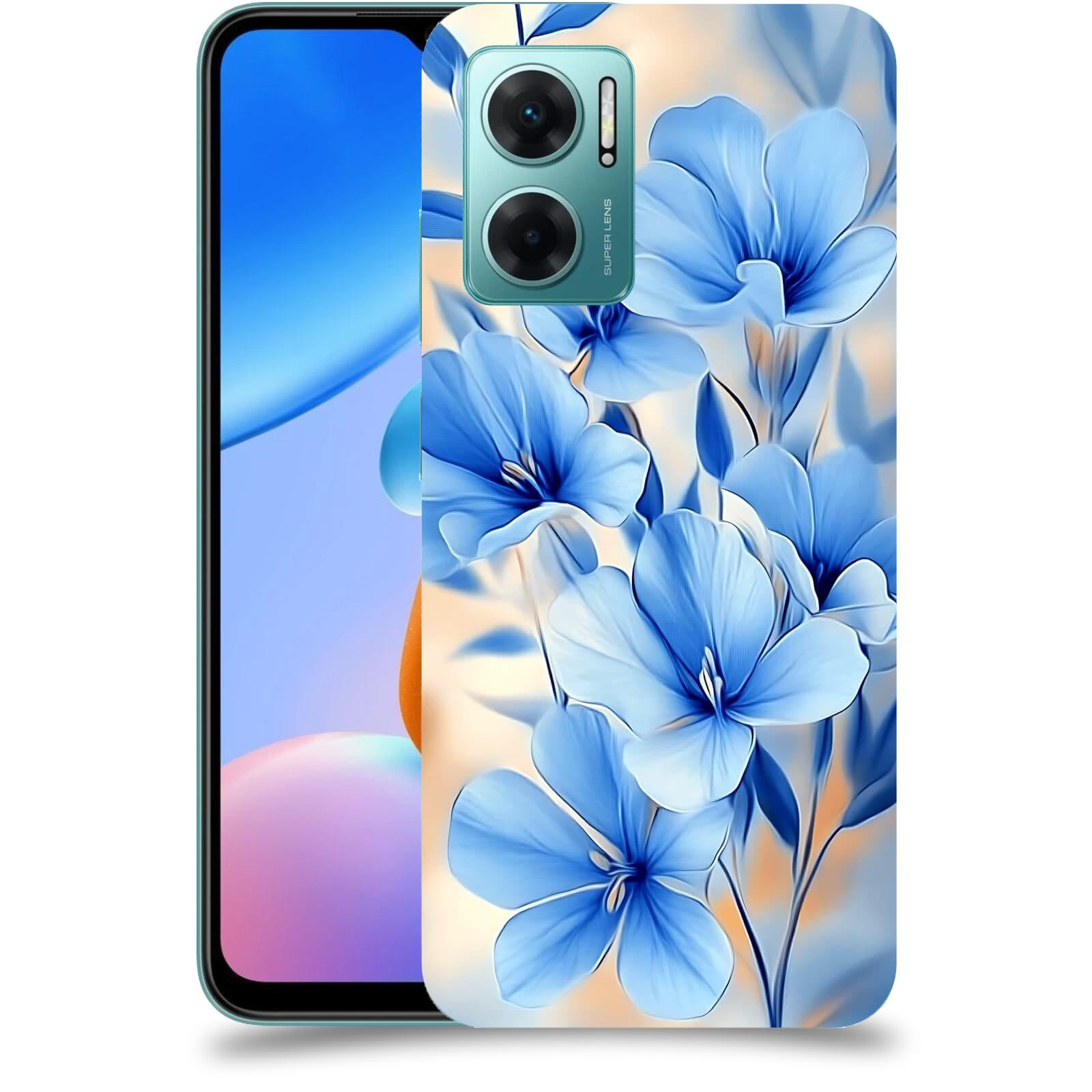 ACOVER Kryt na mobil Xiaomi Redmi 10 5G - Modré květiny.