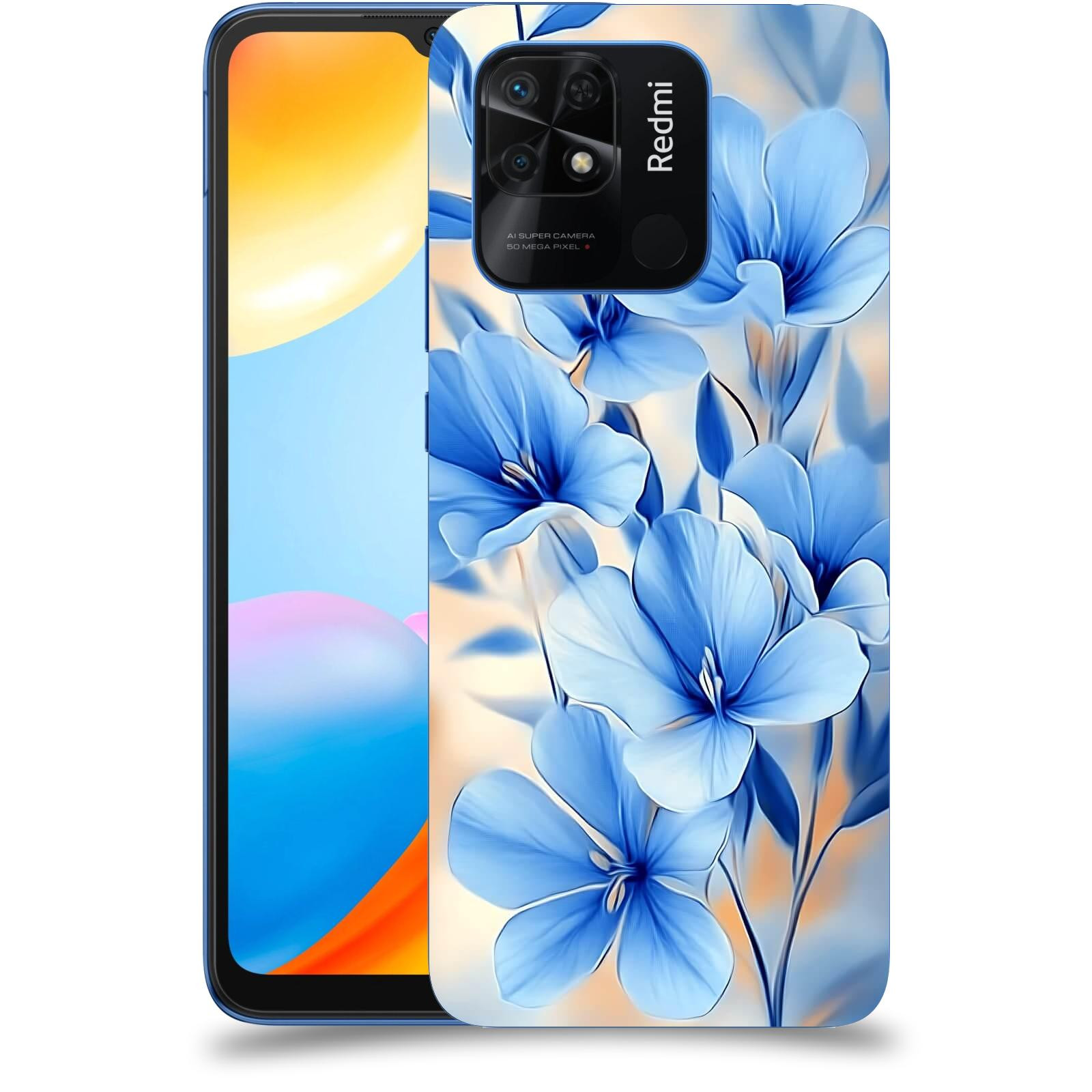 ACOVER Kryt na mobil Xiaomi Redmi 10C - Modré květiny.