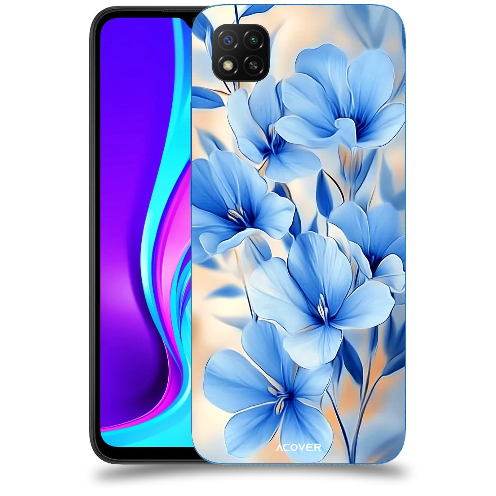 ACOVER Kryt na mobil Xiaomi Redmi 9C - Modré květiny.