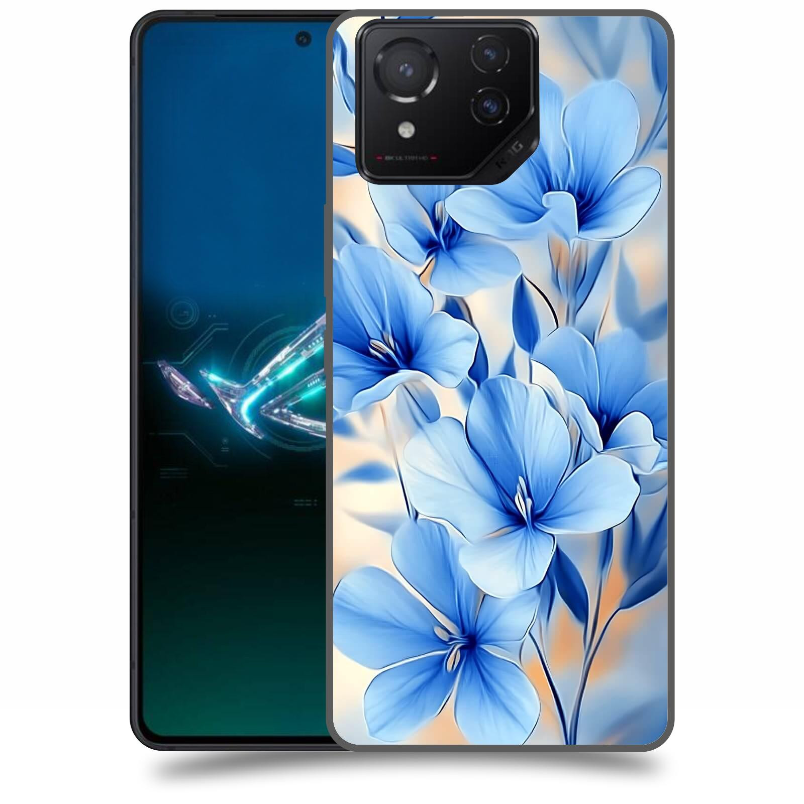 ACOVER Kryt na mobil Asus ROG Phone 8 - Modré květiny.