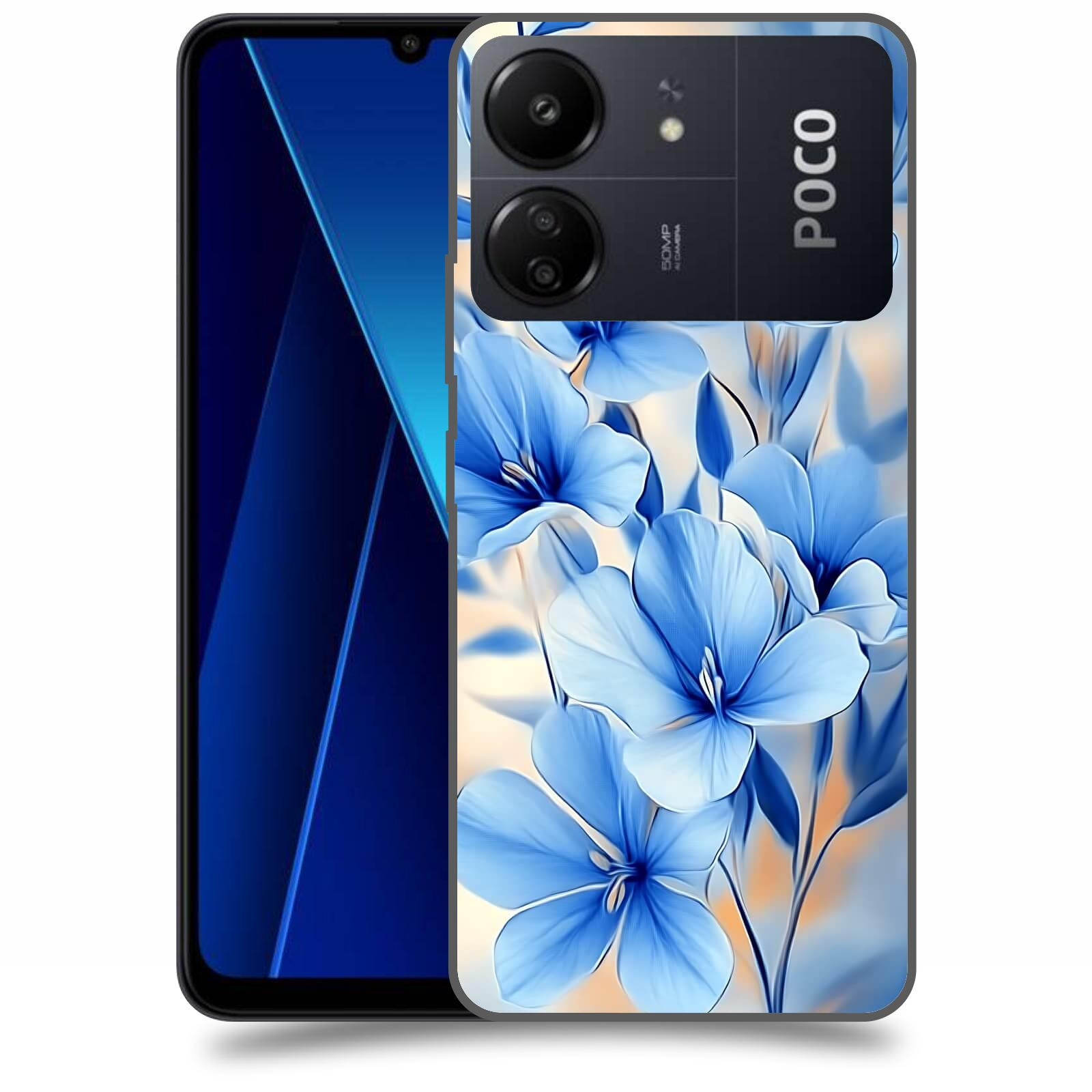 ACOVER Kryt na mobil Poco C65 - Modré květiny.