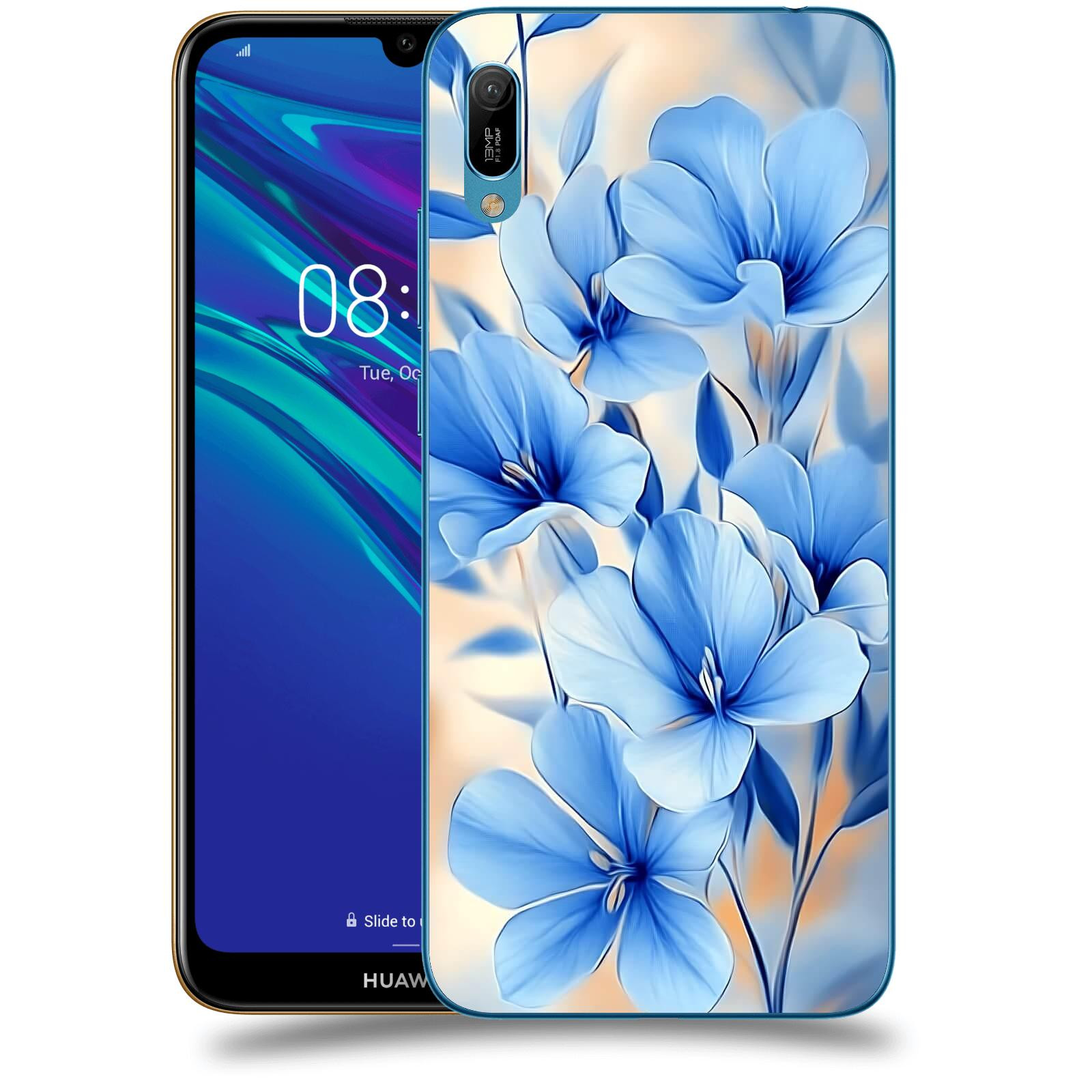 ACOVER Kryt na mobil Huawei Y6 2019 - Modré květiny.