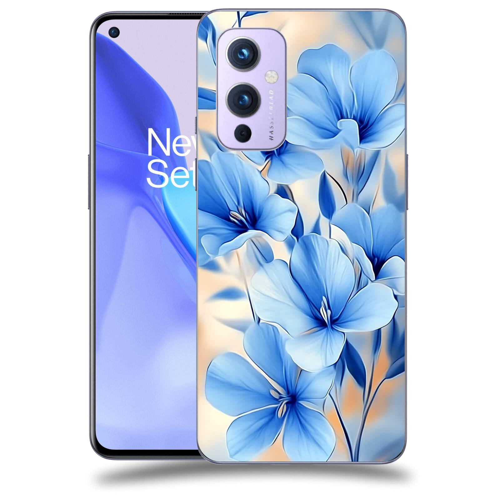ACOVER Kryt na mobil OnePlus 9 - Modré květiny.