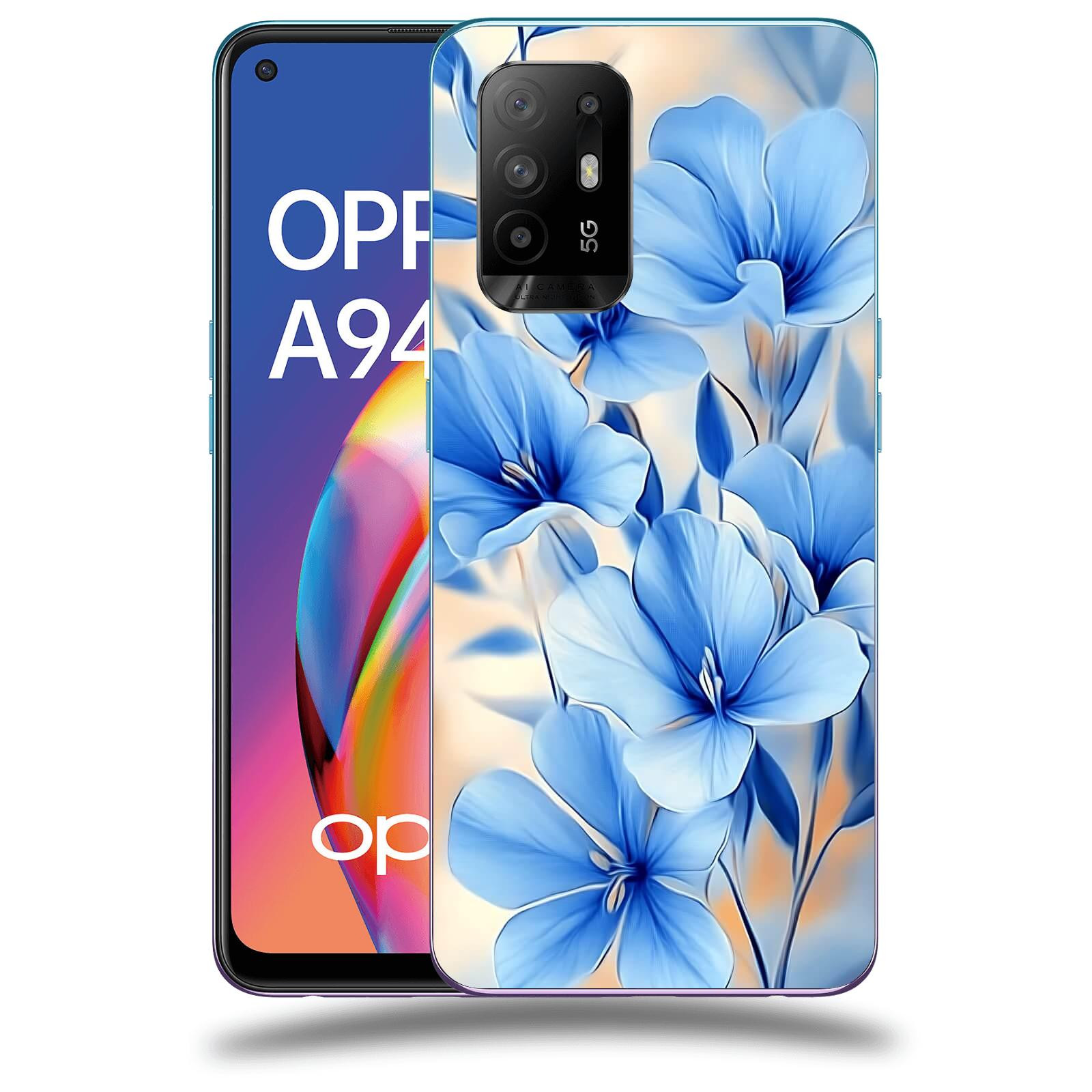 ACOVER Kryt na mobil OPPO A94 5G - Modré květiny.