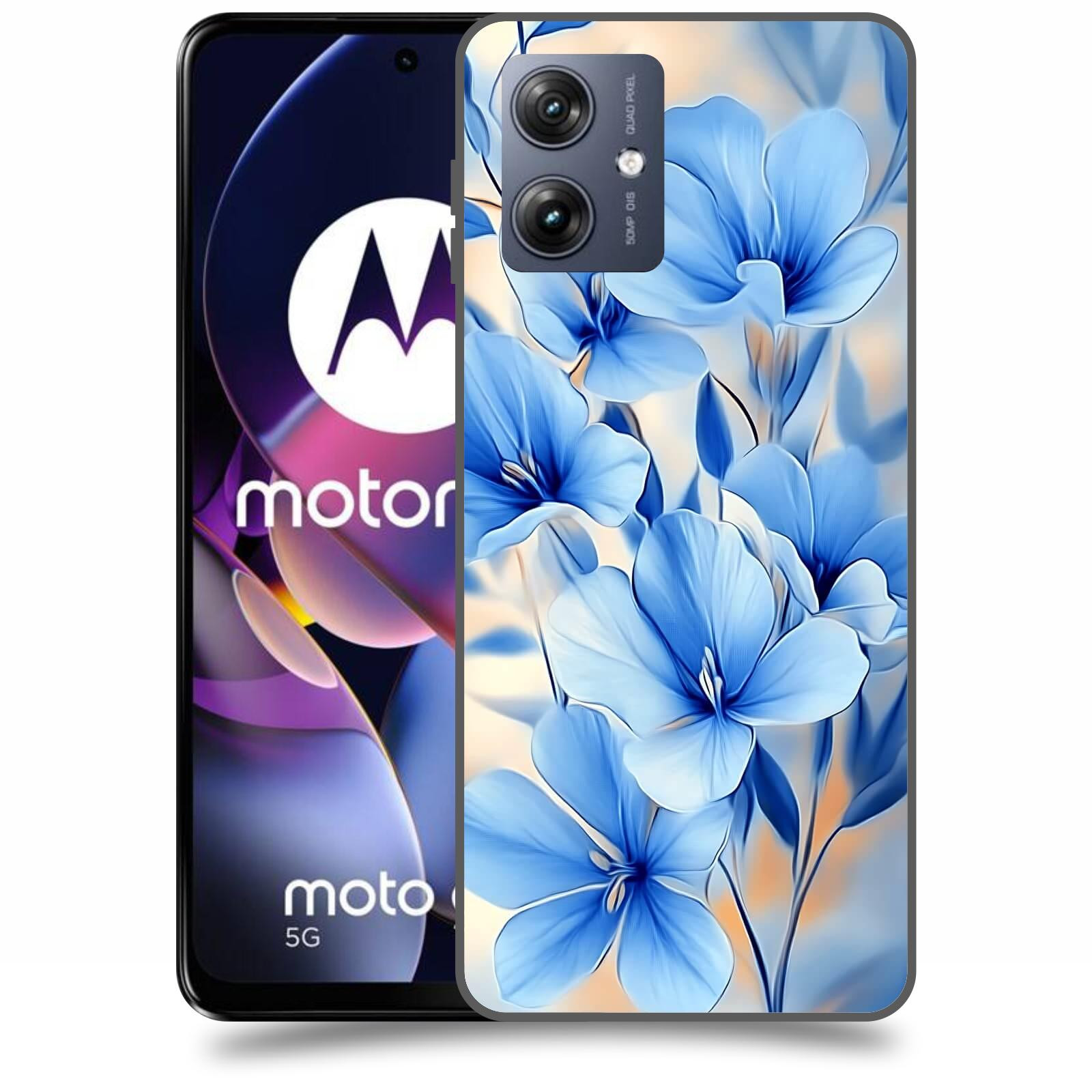 ACOVER Kryt na mobil Motorola Moto G54 5G - Modré květiny.