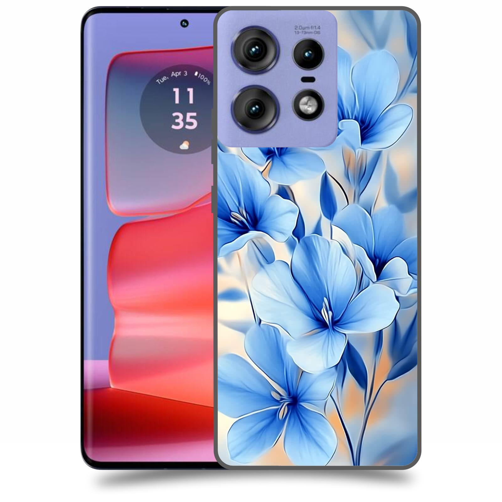 ACOVER Kryt na mobil Motorola Edge 50 Pro - Modré květiny.