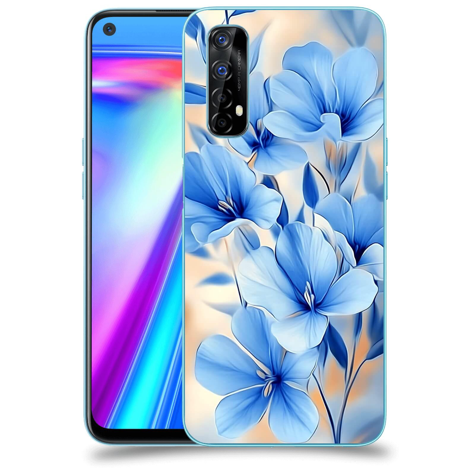 ACOVER Kryt na mobil Realme 7 - Modré květiny.