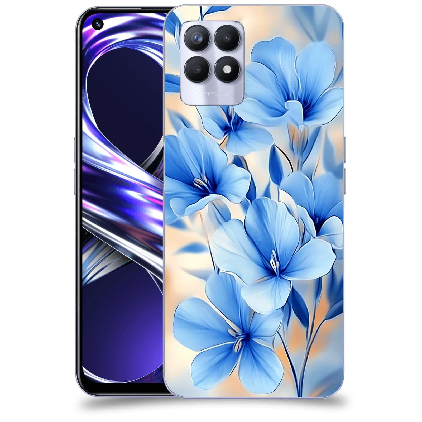 ACOVER Kryt na mobil Realme 8i - Modré květiny.