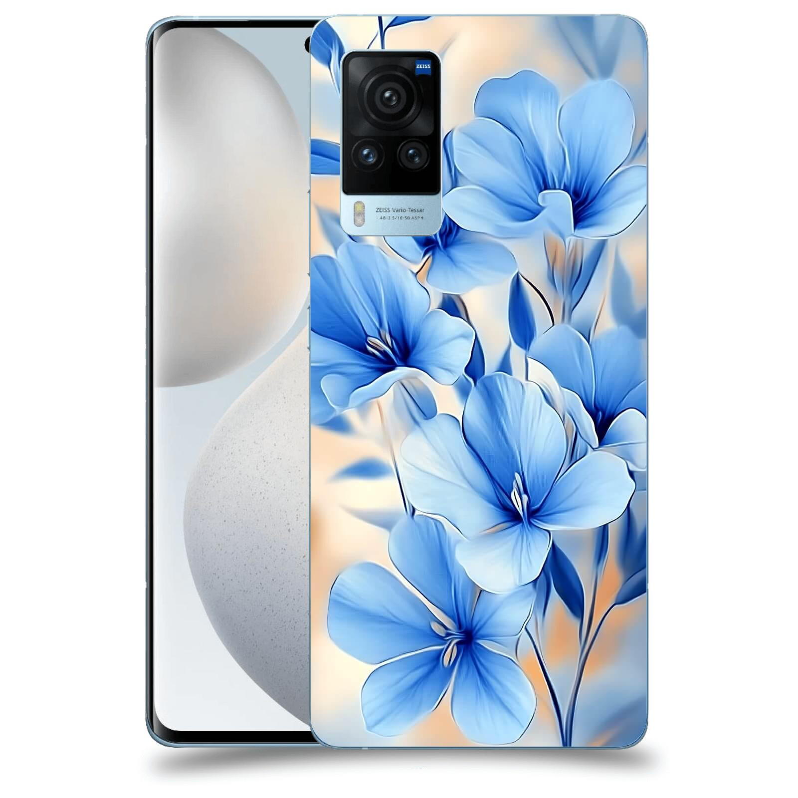 ACOVER Kryt na mobil Vivo X60 Pro 5G - Modré květiny.