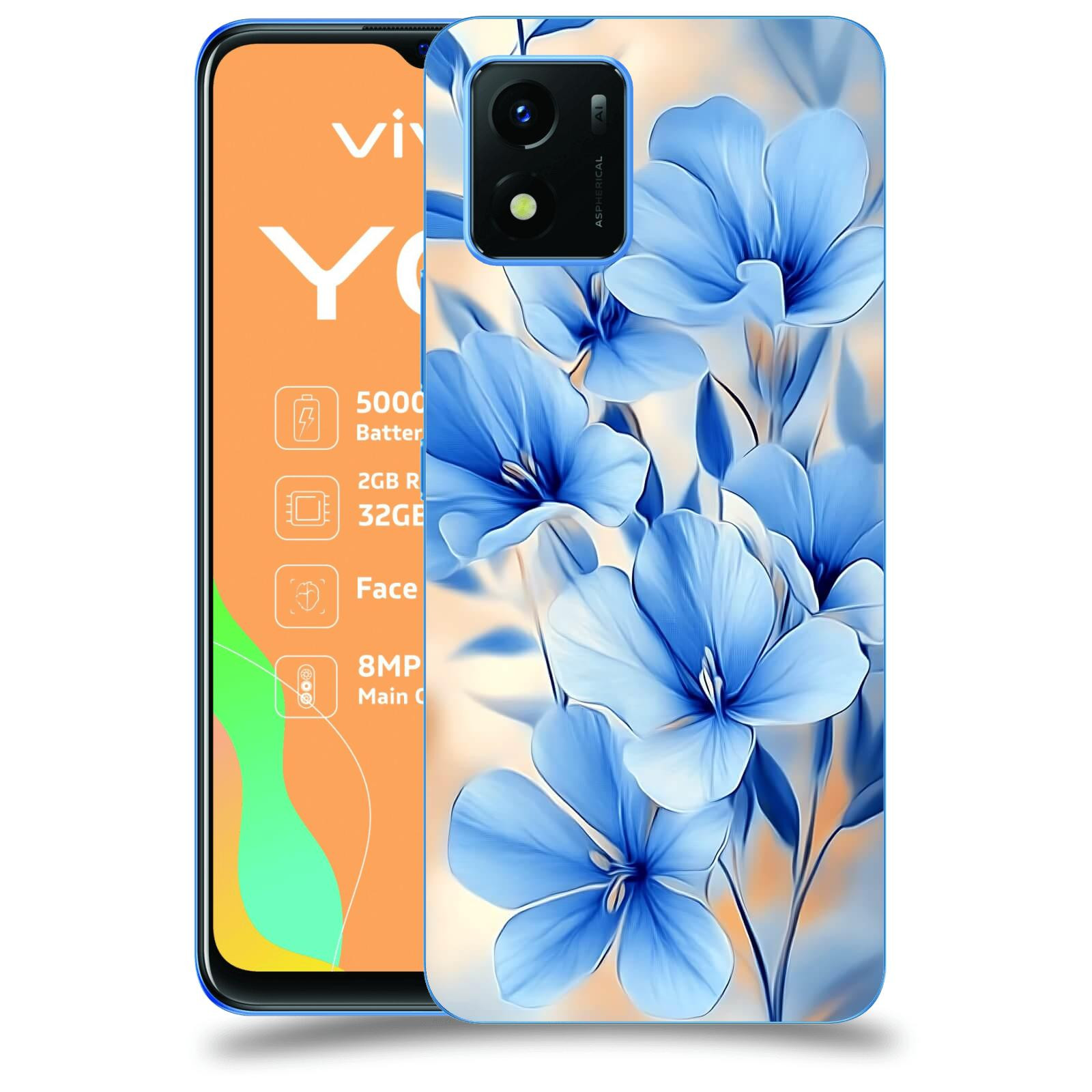 ACOVER Kryt na mobil Vivo Y01 - Modré květiny.