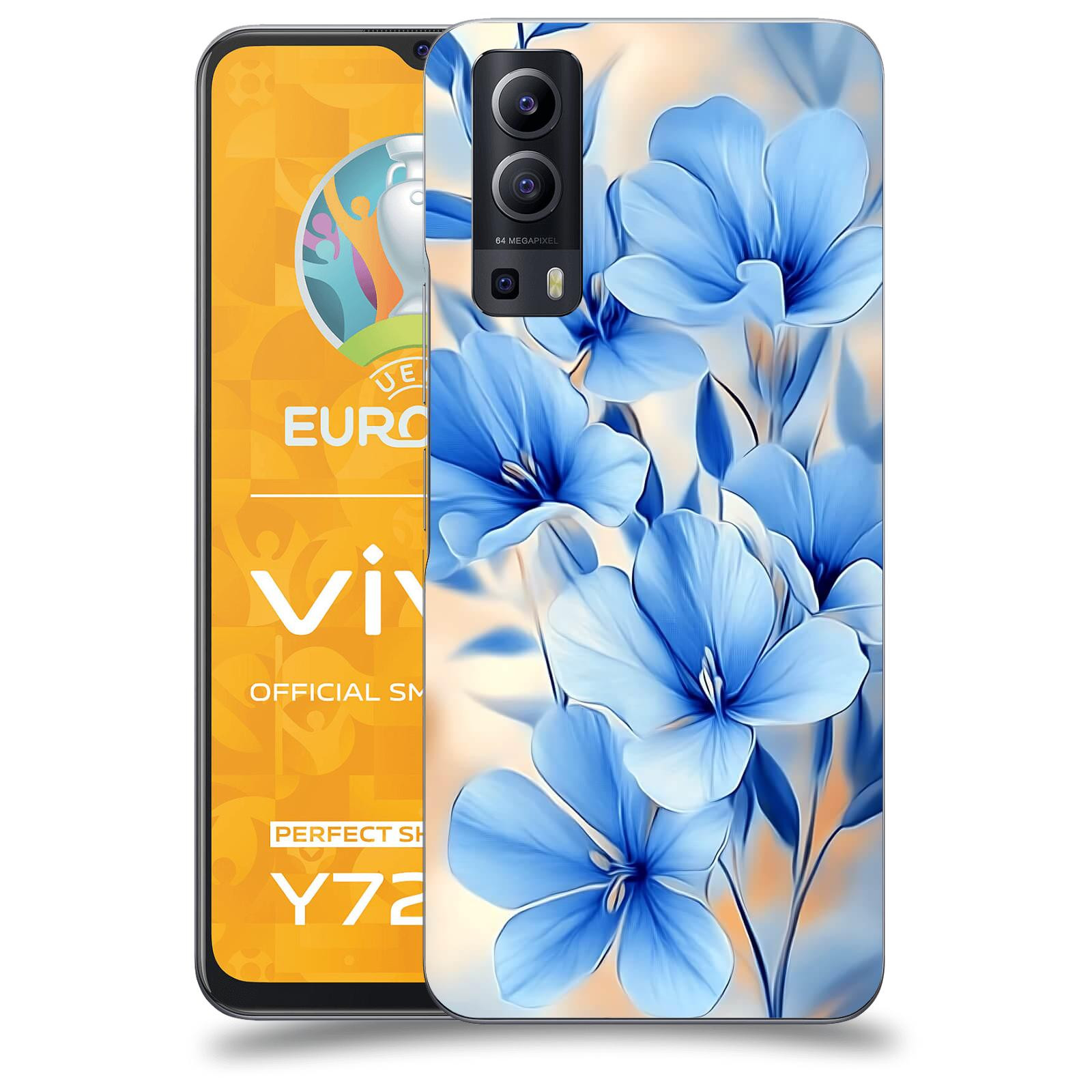 ACOVER Kryt na mobil Vivo Y72 5G - Modré květiny.